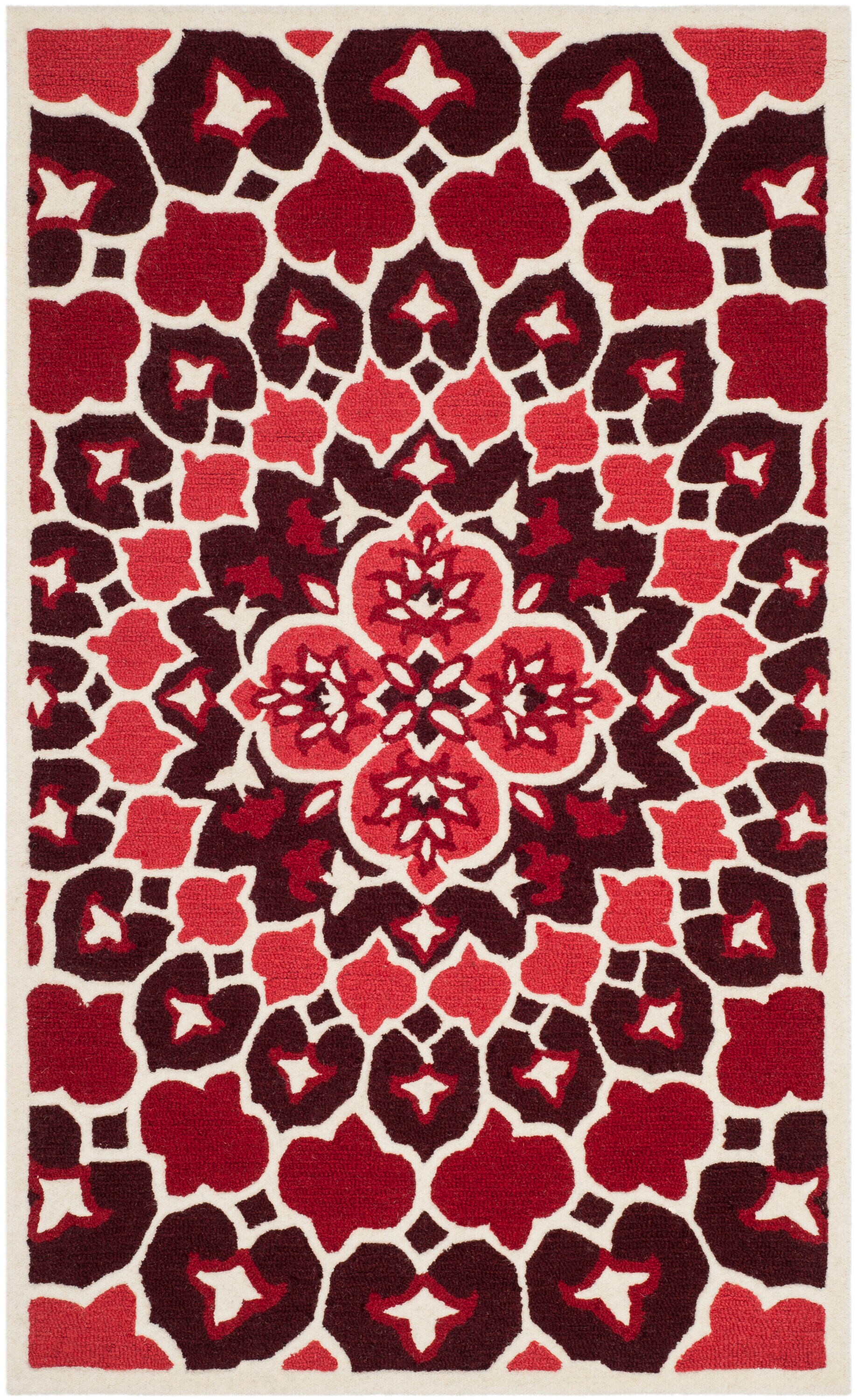 Safavieh Bellagio Merida 3 X 5 (ft) Wool Red/Ivory Indoor Floral ...