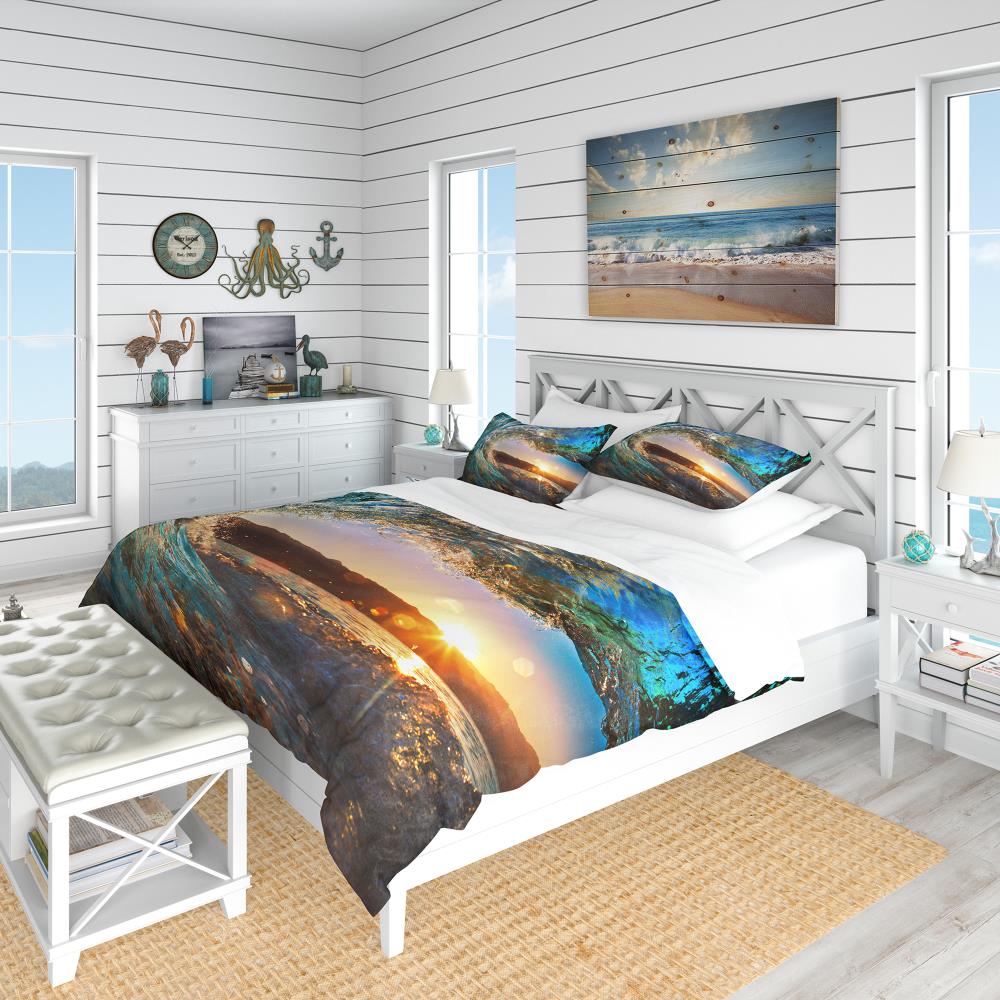 Designart BED10918-Q 3 -Piece Blue Queen Duvet cover Set