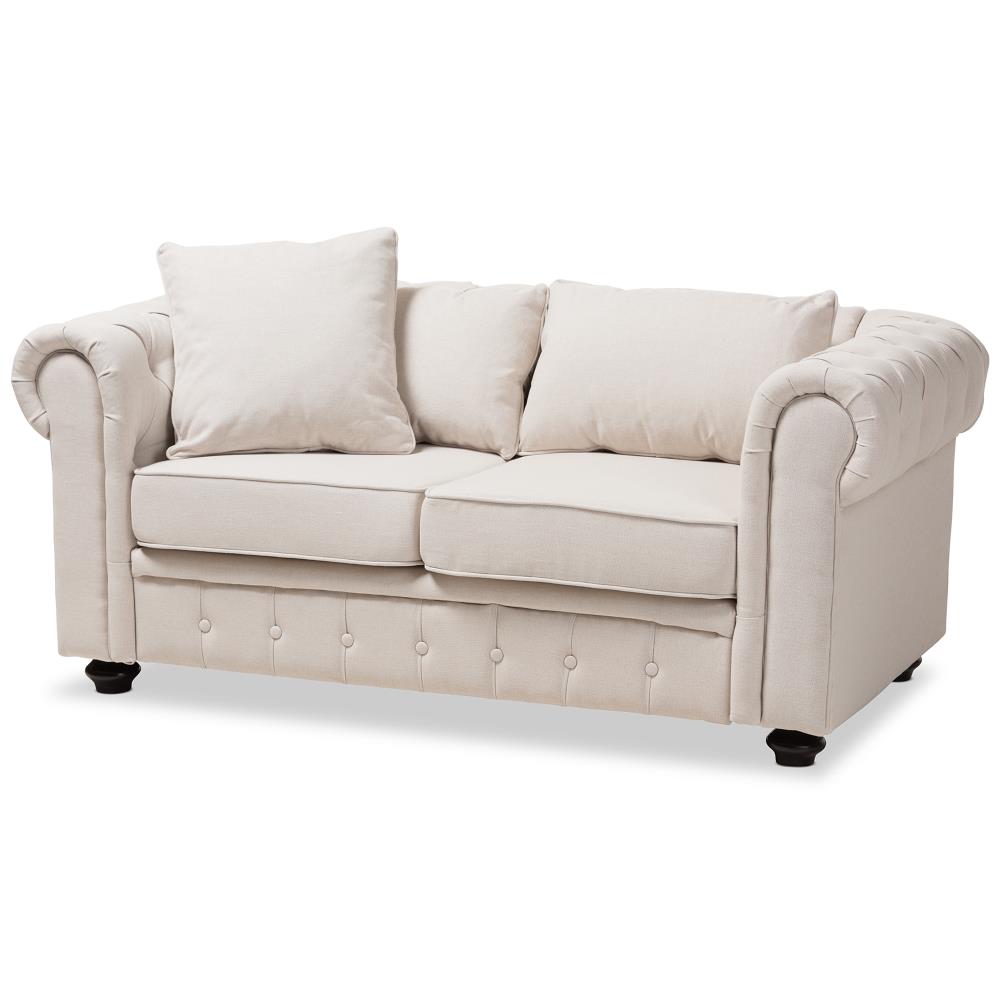 Baxton Studio Alaise 66 in Modern Beige Polyester Blend 2 seater