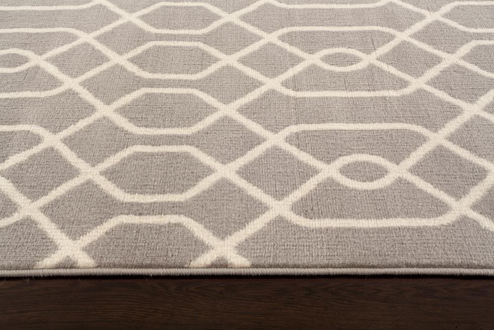 Easy-Care Modern Trellis Gray 5' x 7' Synthetic Area Rug