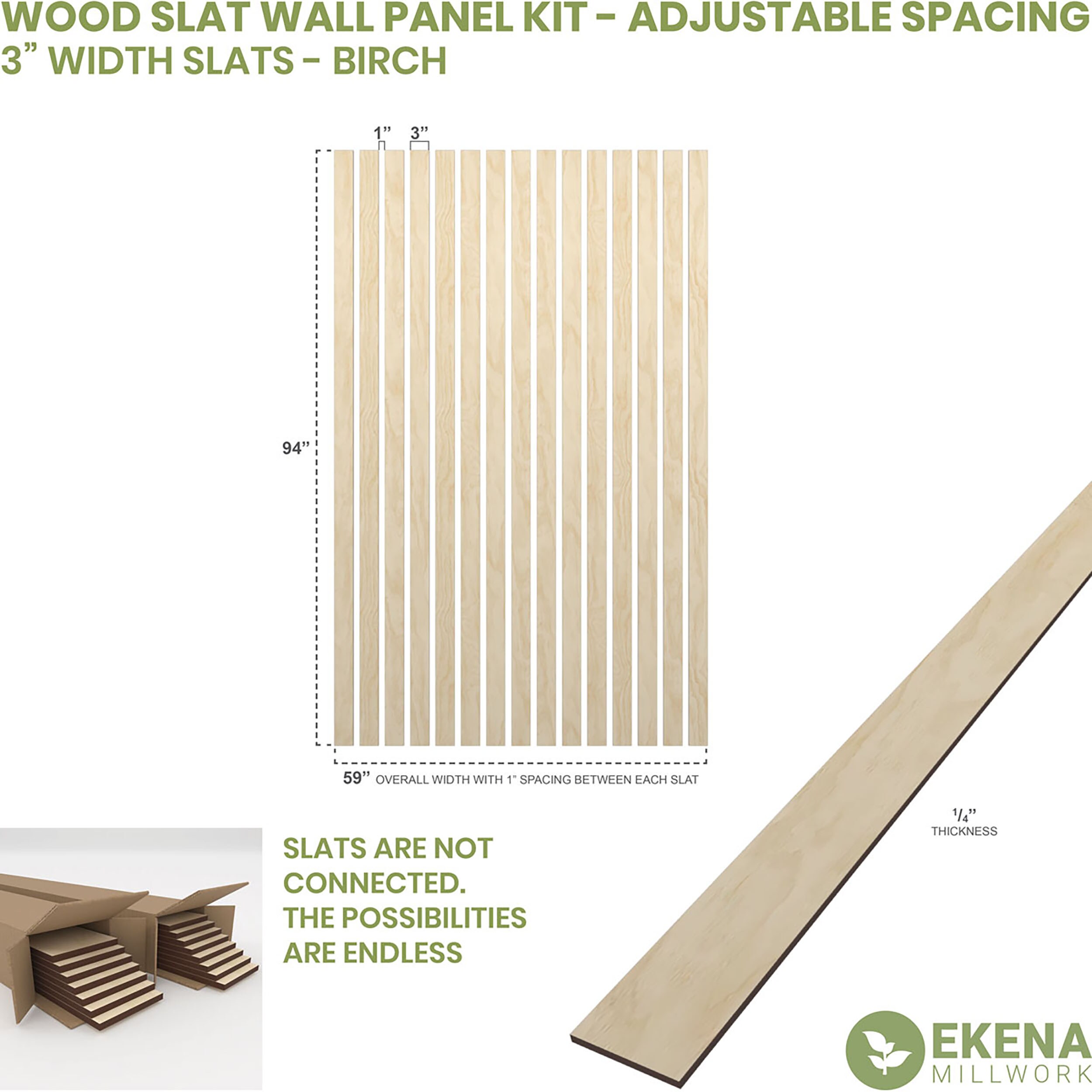 Ekena Millwork SWW60X94X0250BI Wall-Planks - View #2