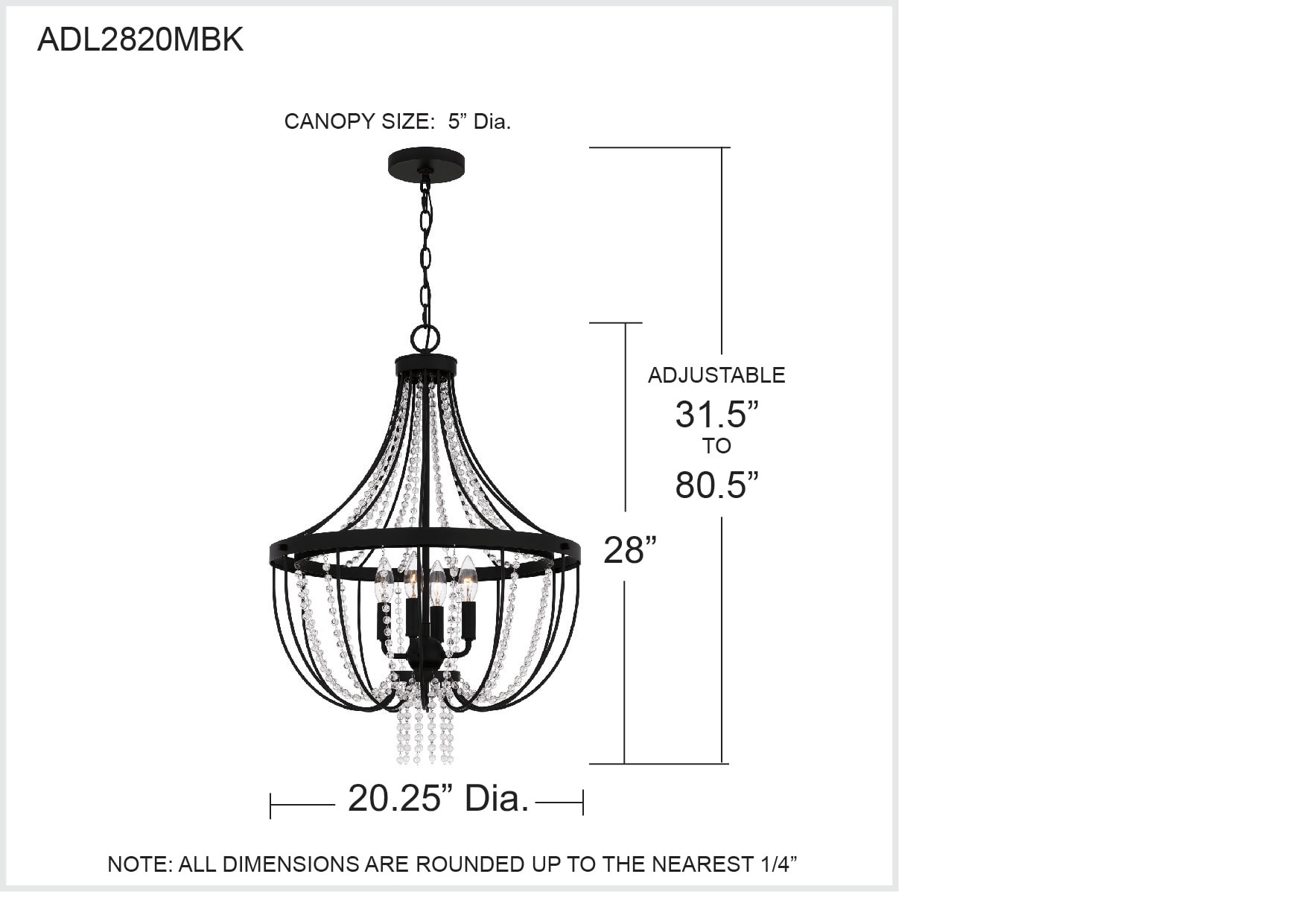 Quoizel Adelaide 4-Light Matte Black Transitional Teardrop Medium ...