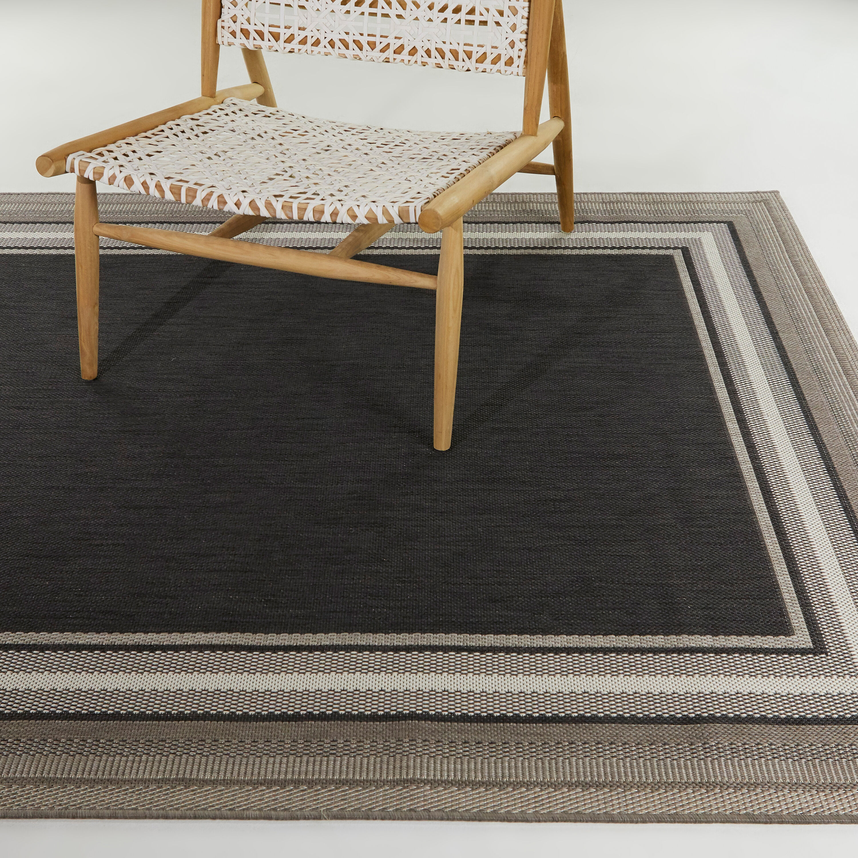 Balta 3105953 8 x 10 (ft) Polypropylene Charcoal Rectangular Indoor/Outdoor Border Area rug