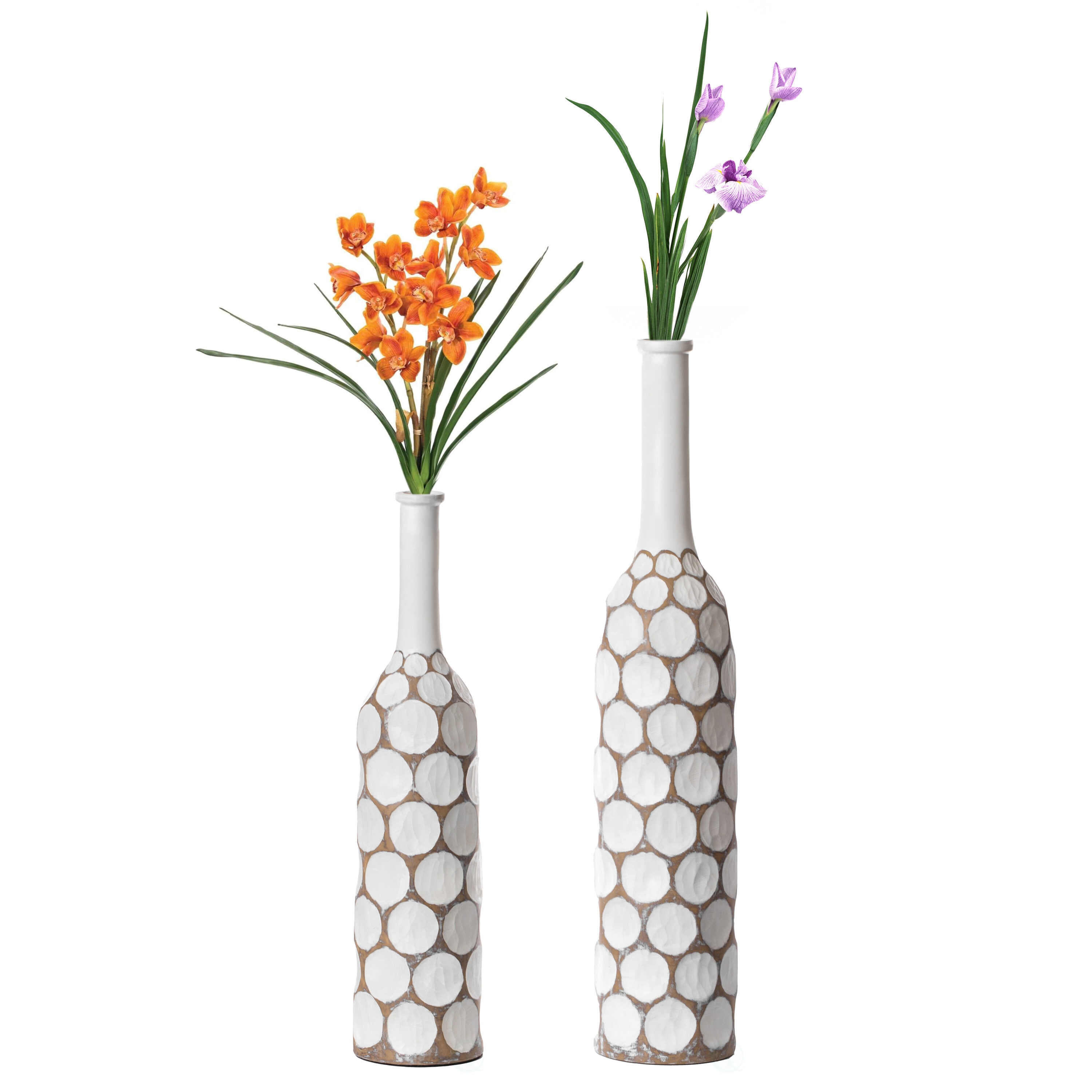 Uniquewise QI004180.2 2 -Pack White Polyresin Modern Vase