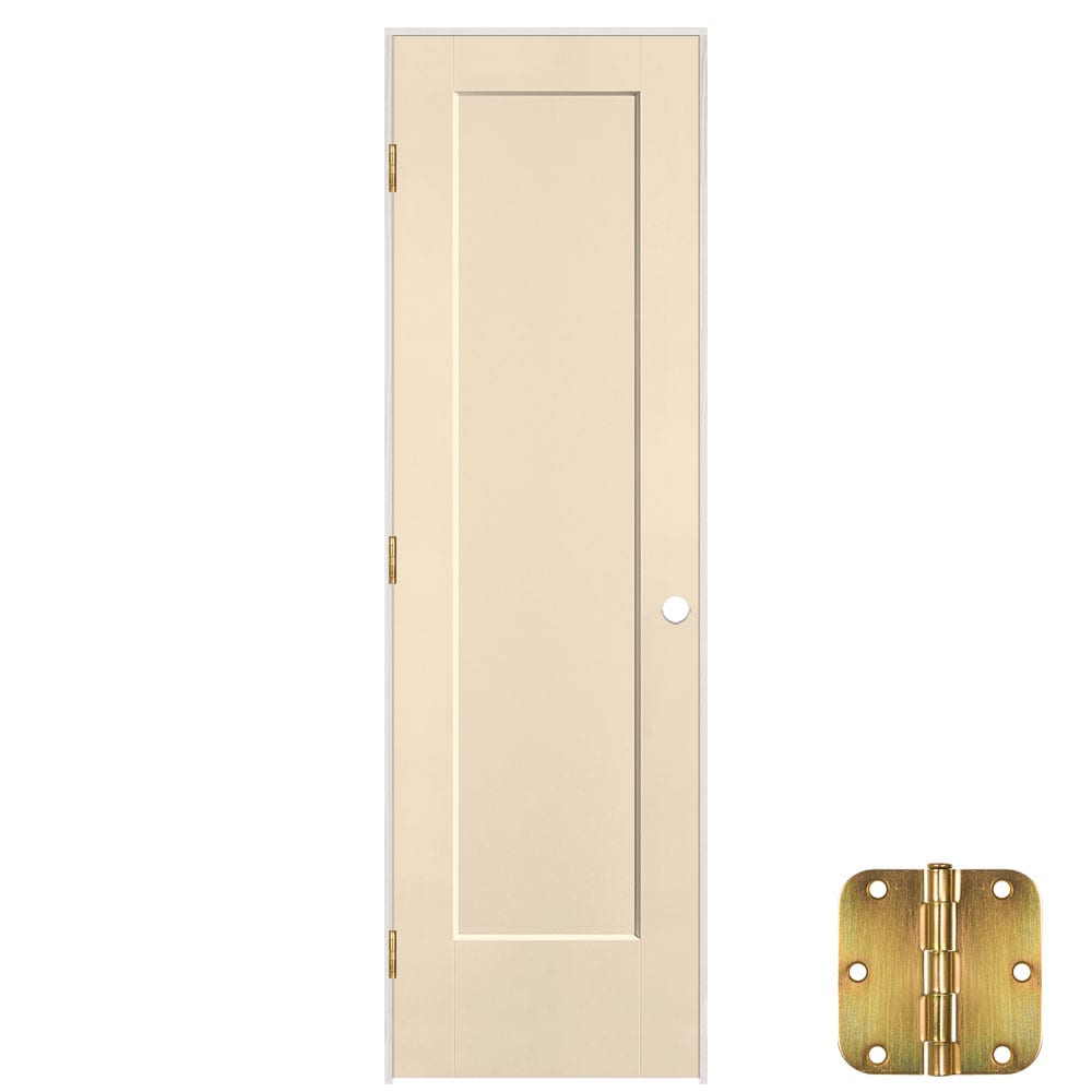 Masonite 641216 24-in x 80-in Cream N Sugar Solid core 1-panel Right hand Smooth Prefinished Molded composite Flat Jamb Single Prehung Interior Door