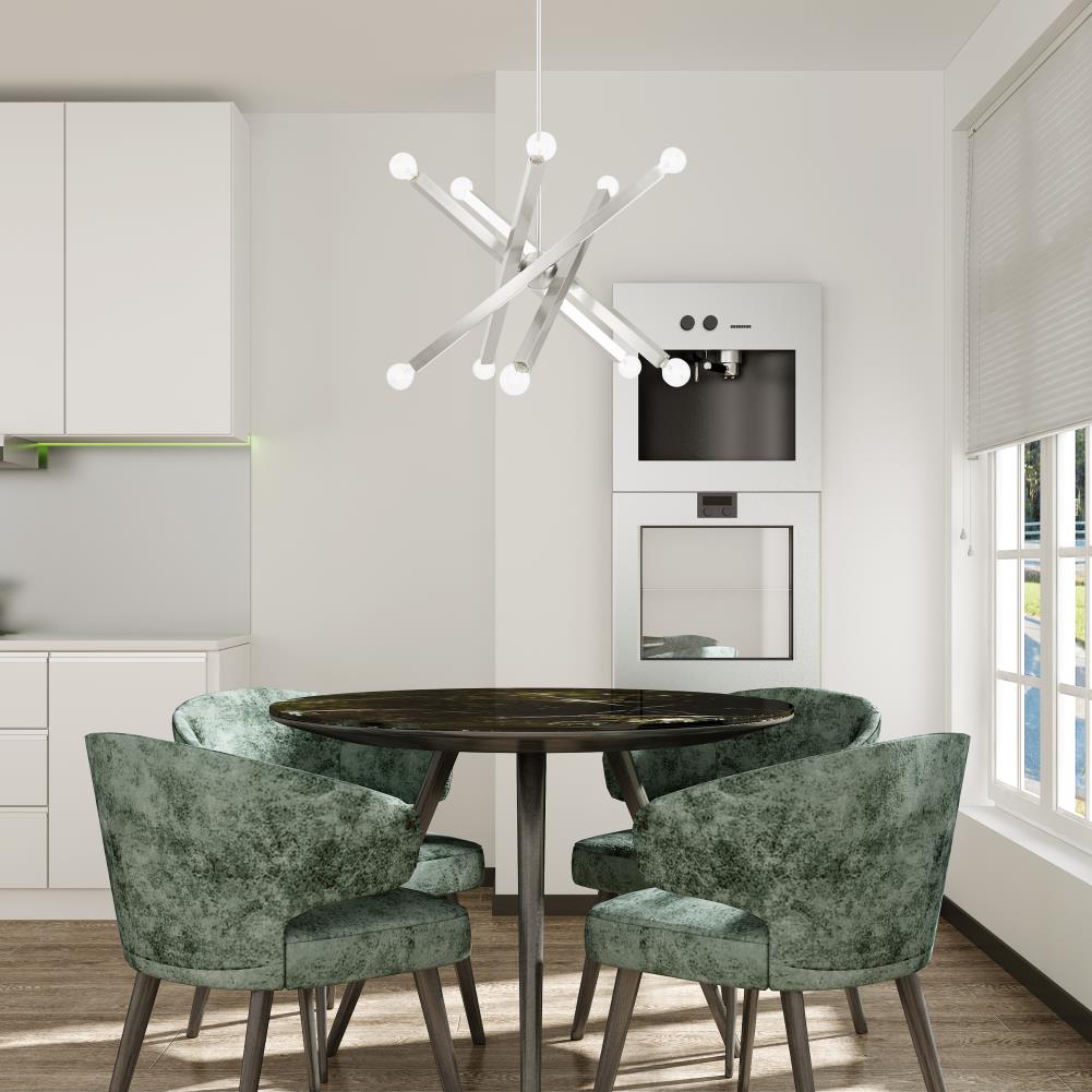 Solna Brushed Nickel 10-Light Modern Chandelier