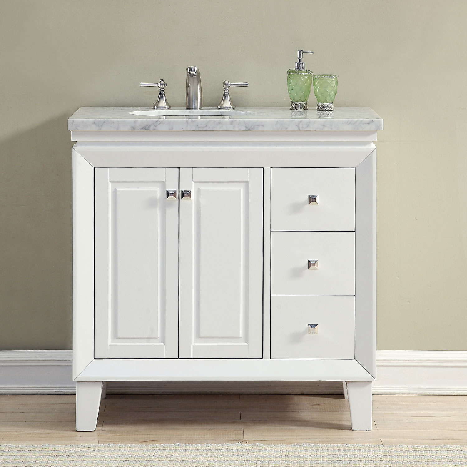 Silkroad Exclusive 36-in White Undermount Single Sink Bathroom Vanity ...