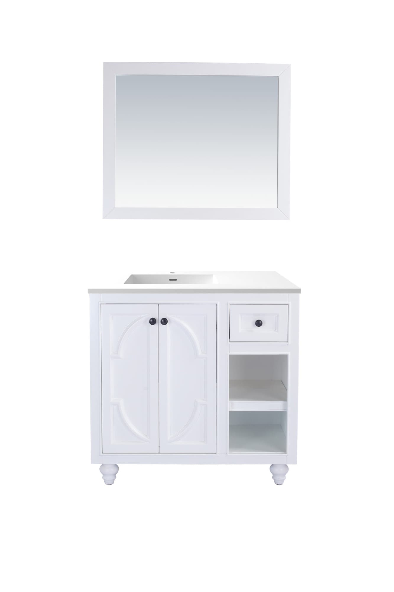 LAVIVA  313613-36W-MW 36 inch White Vanity with Matte White VIVA Stone Solid Surface Top