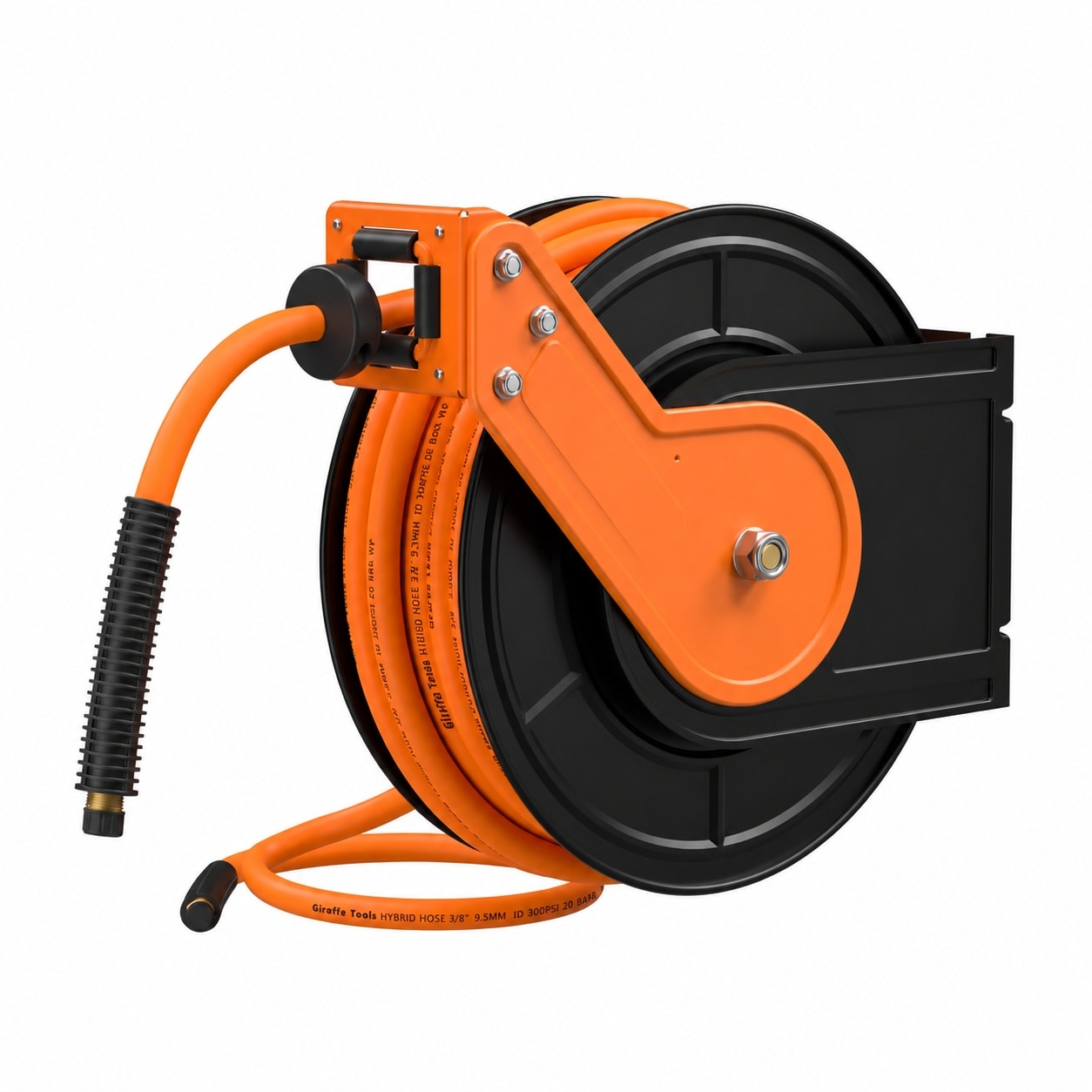 Lukvuzo  Retractable Air Hose Reel 25 ft Wall Mount Heavy Duty Steel Auto Rewind with 3 8 in x 25 ft Hybrid Air Hose 1 4 in Brass Fittings All