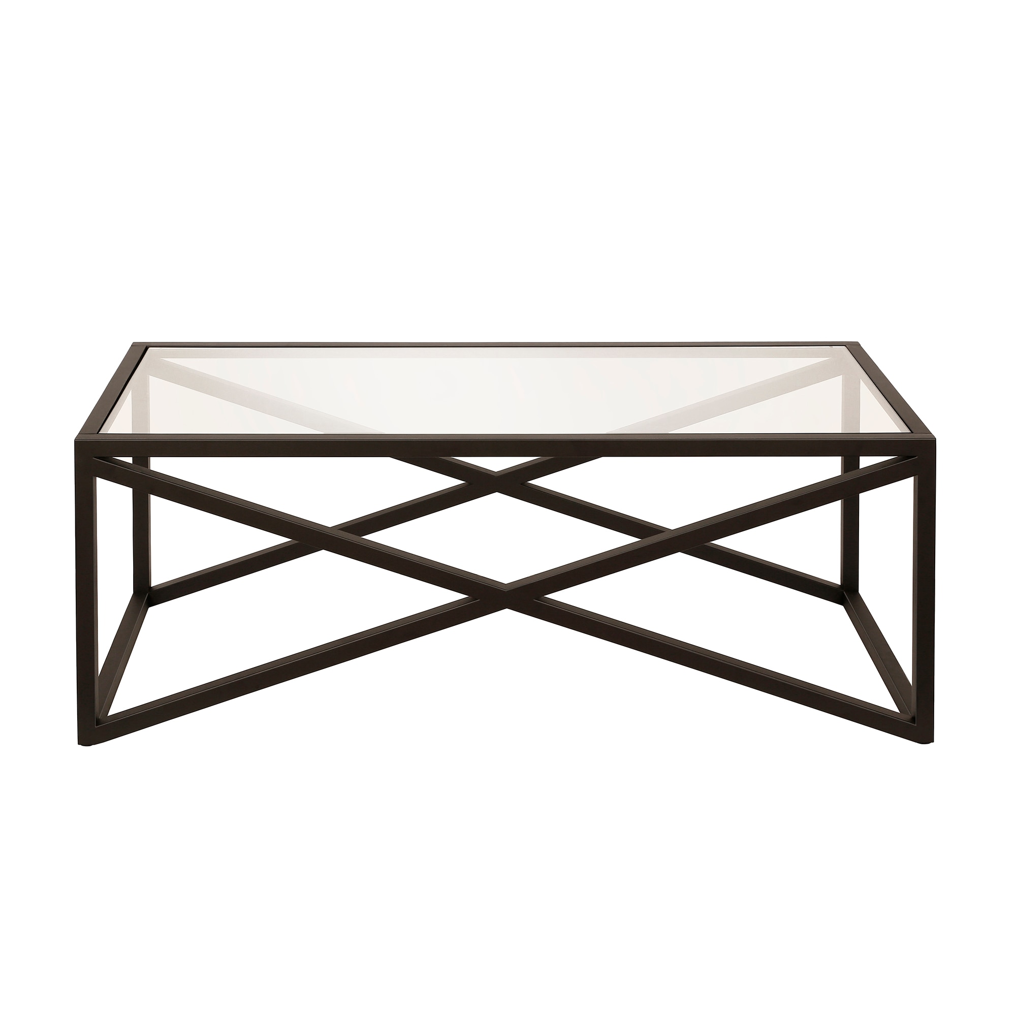 Urban Geometric 46" Blackened Bronze Glass Coffee Table