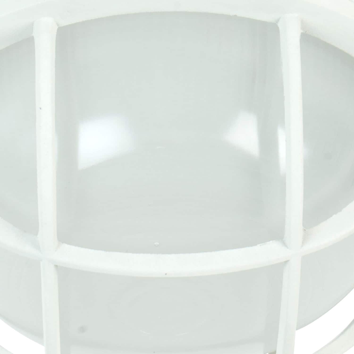 Matte White Glass and Stainless Steel Outdoor Flush Mount Light
