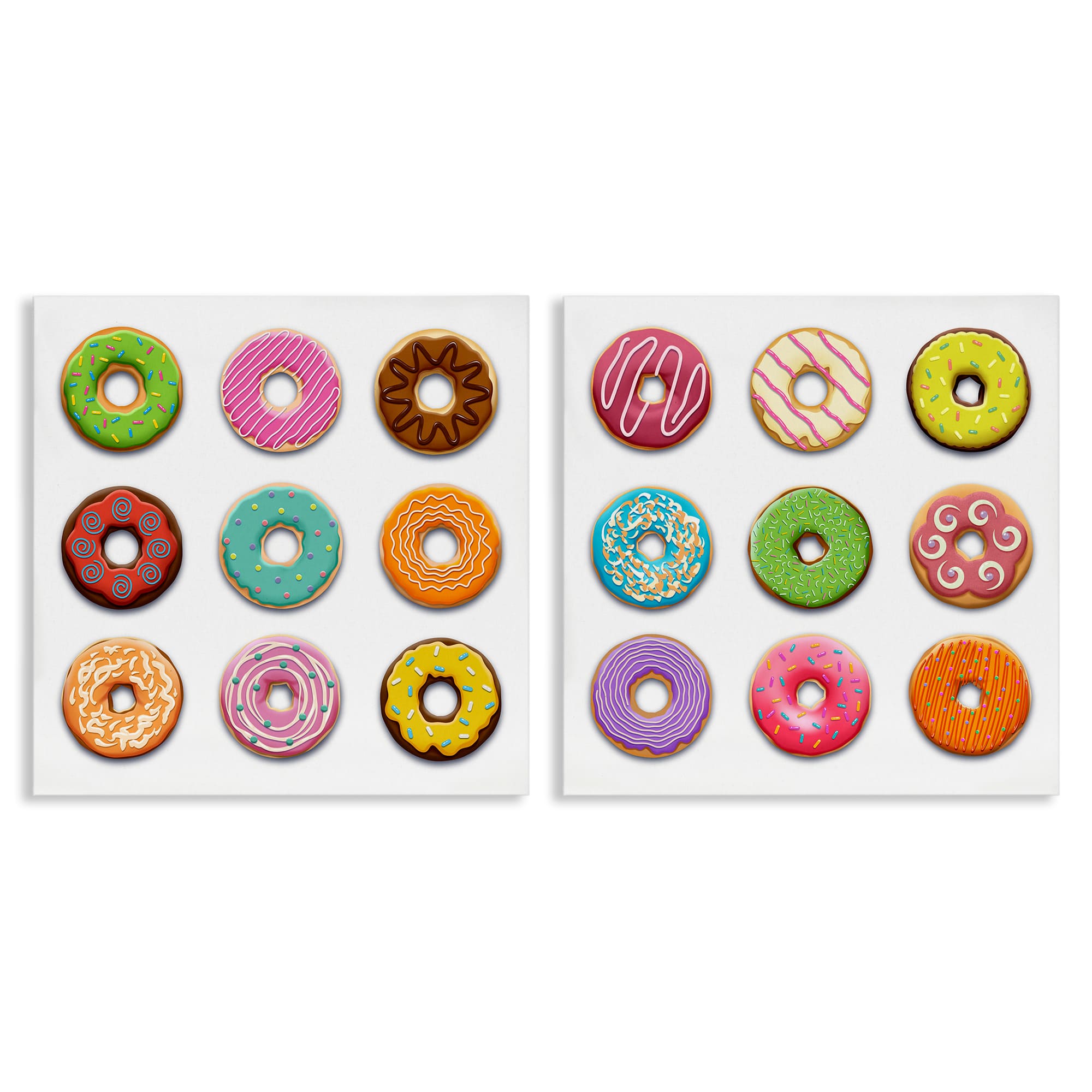 Stupell Industries B2-783-CN-2PC-24X24 Bright and Fun Donuts 2 Piece Canvas Wall Art Set By Marcus Prime 24 x 24