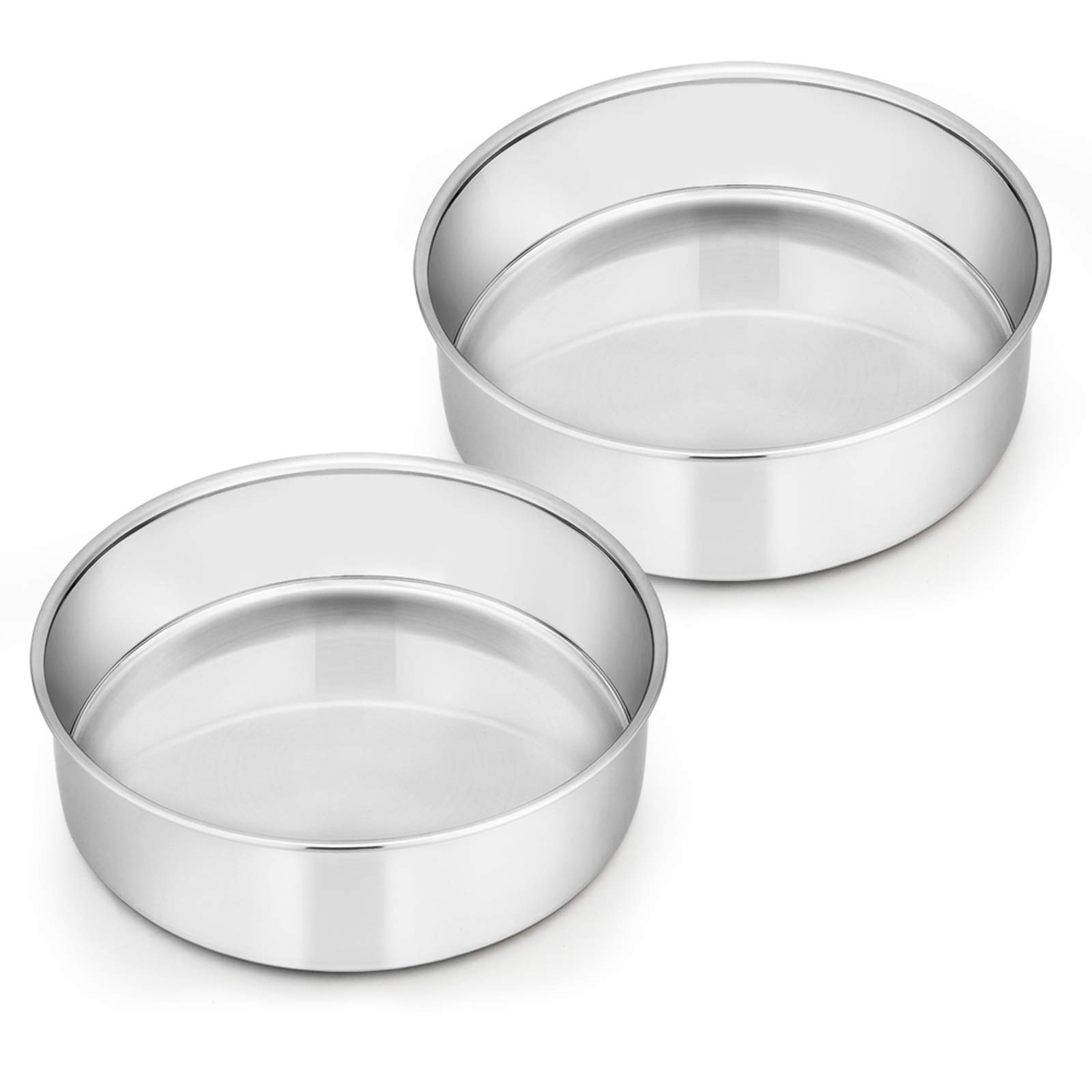 DHMHD  6 Inch Round Cake Pan Set of 2 Stainless Steel Smash Cake Baking Pans Mirror Finish Dishwasher Safe durable home and