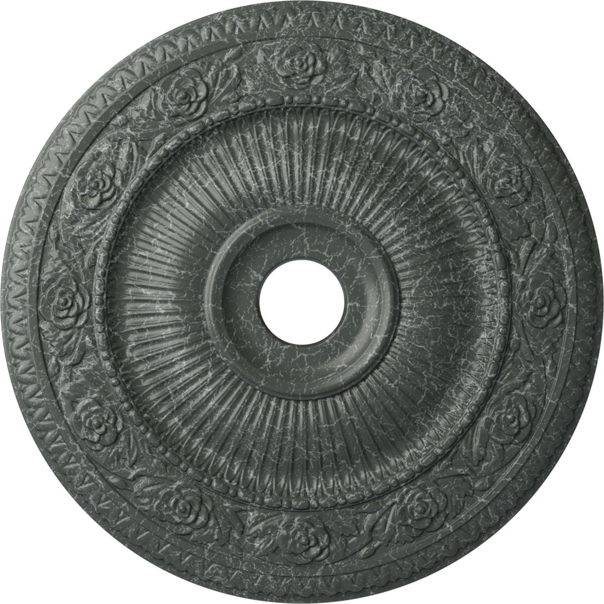 Ekena Millwork CM24LO1AGC Logan 24.25-in W x 24.25-in L Painted Athenian Green Crackle Polyurethane Whole Ceiling Medallion