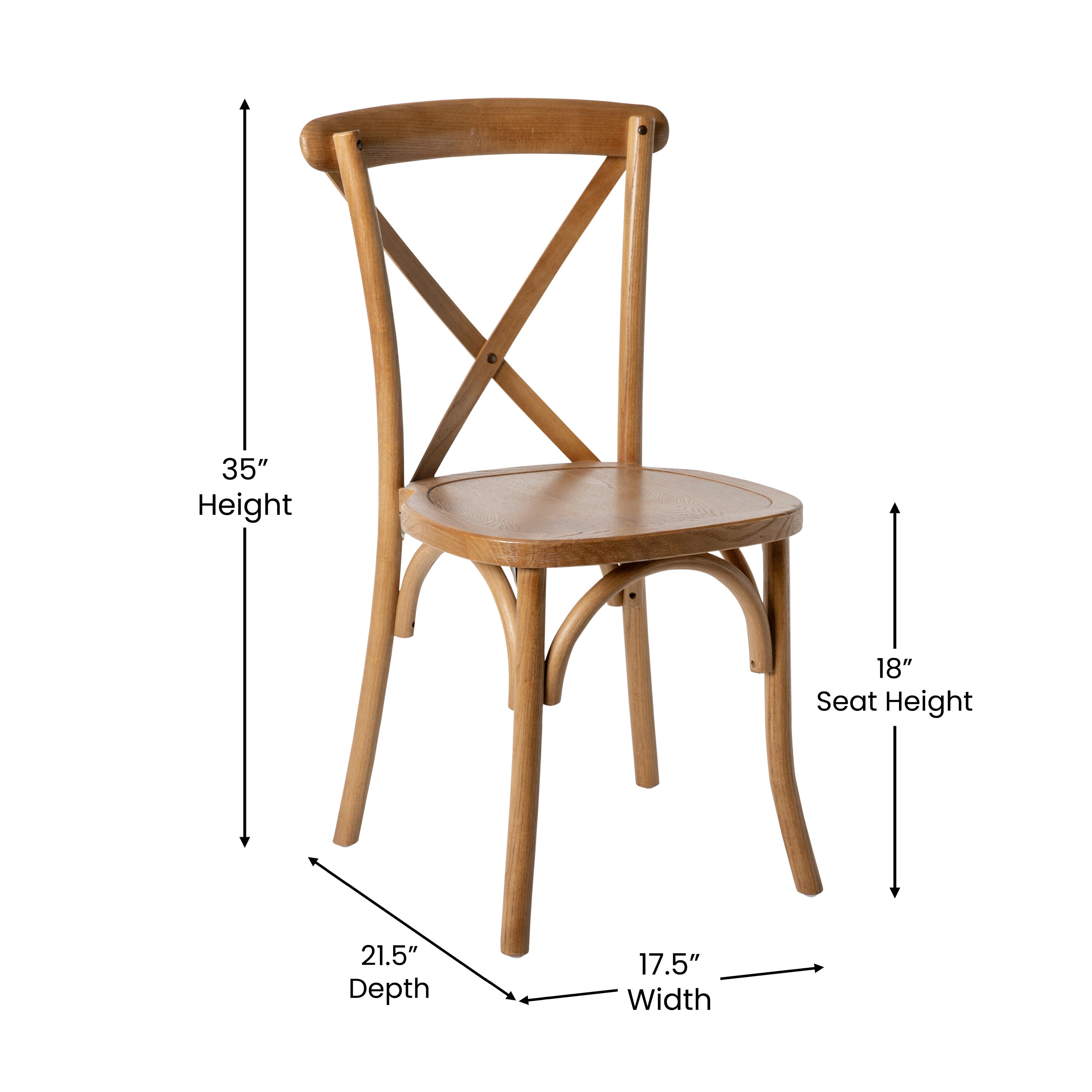 Pecan Wood Cross Back Dining Chair