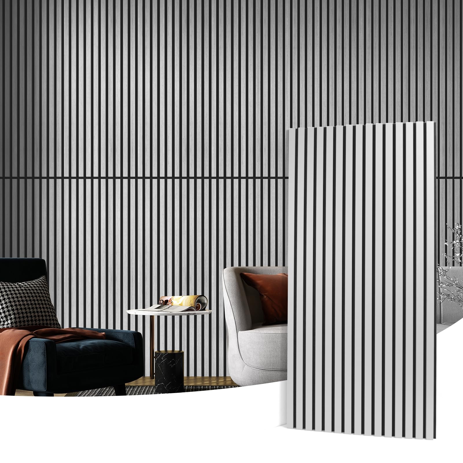 Misopily  Wood Slat Acoustic Panels for Wall and Ceiling 3D Fluted Sound Absorbing Panel with Wood Finish Pack of Two durable home and garden