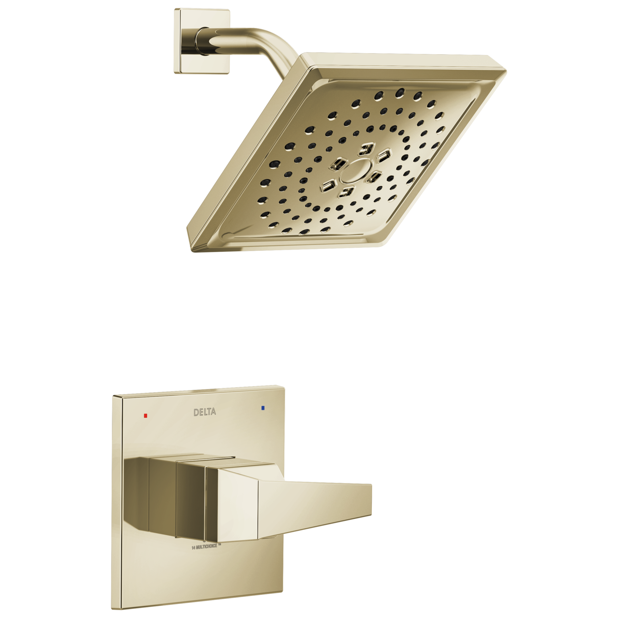 Delta T14243-PN-PR Trillian Lumicoat Polished Nickel 1-handle Multi-function 7.625-Inches Square Bathtub and shower Faucet