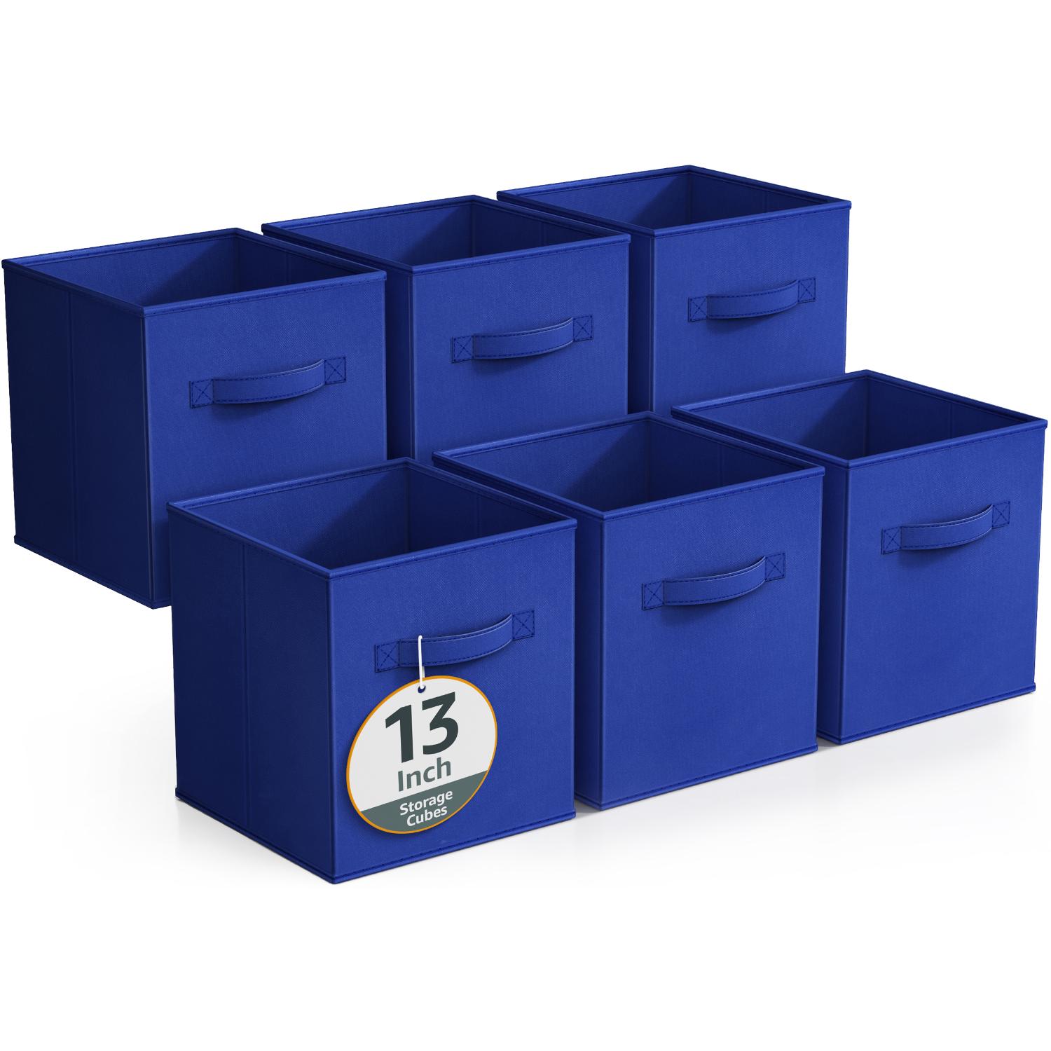 SORBUS STRG-BINLG-RYB-6PK ( 13-in W x 13-in H x 13-in D ) Royal Blue Polyester Collapsible Bin