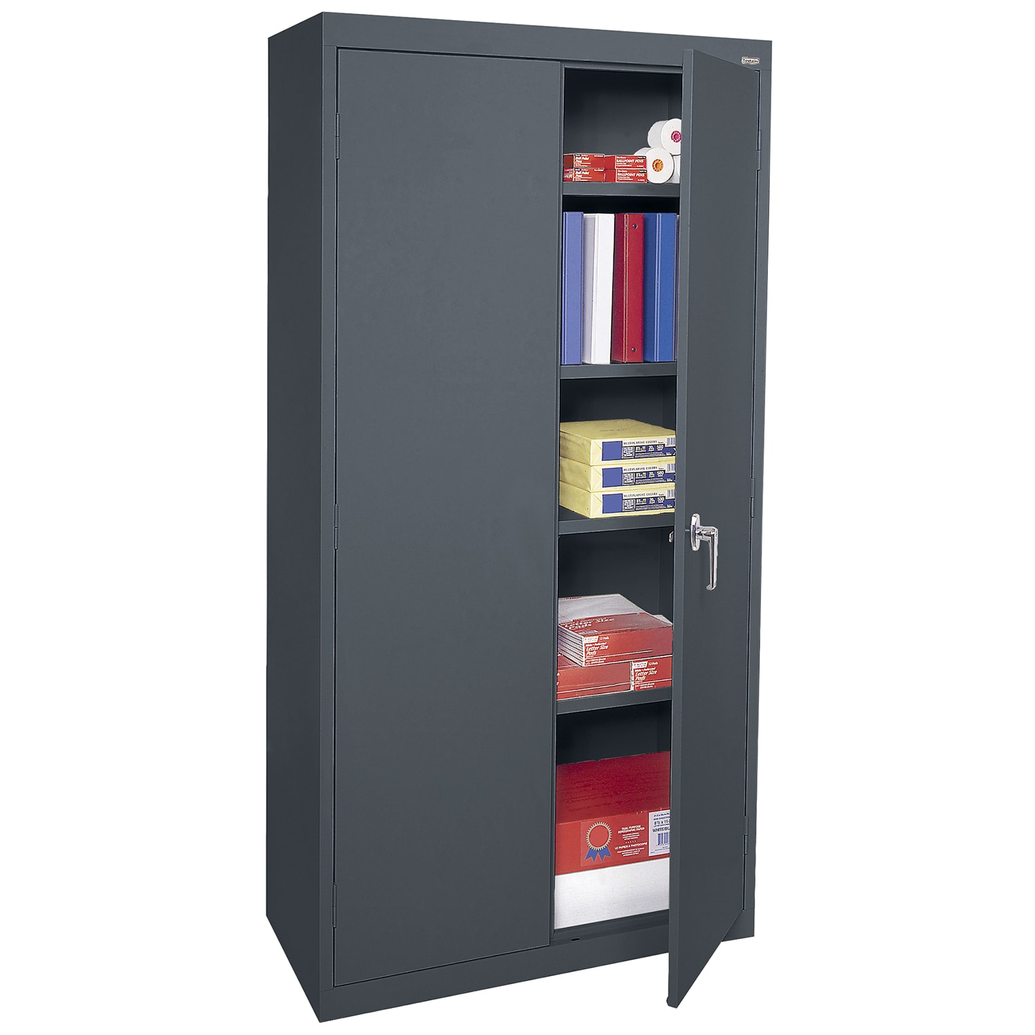Charcoal Steel Freestanding Lockable Office Cabinet, 72'' H x 36'' W