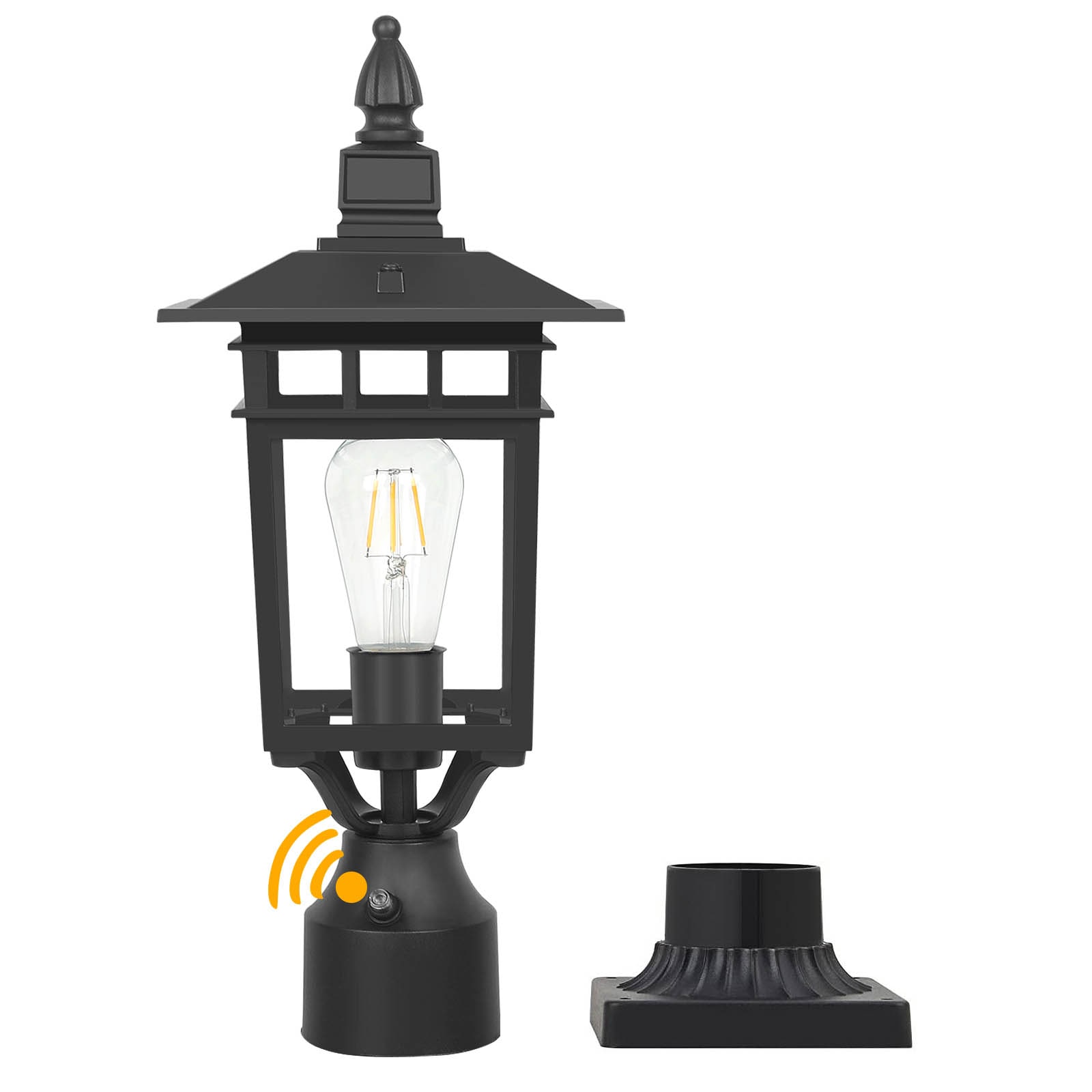 LamQee 17 in. Dusk to Dawn Outdoor Post Light Fixtures Exterior Post Lantern  with Pier Mount Base in the Post Light Parts department at