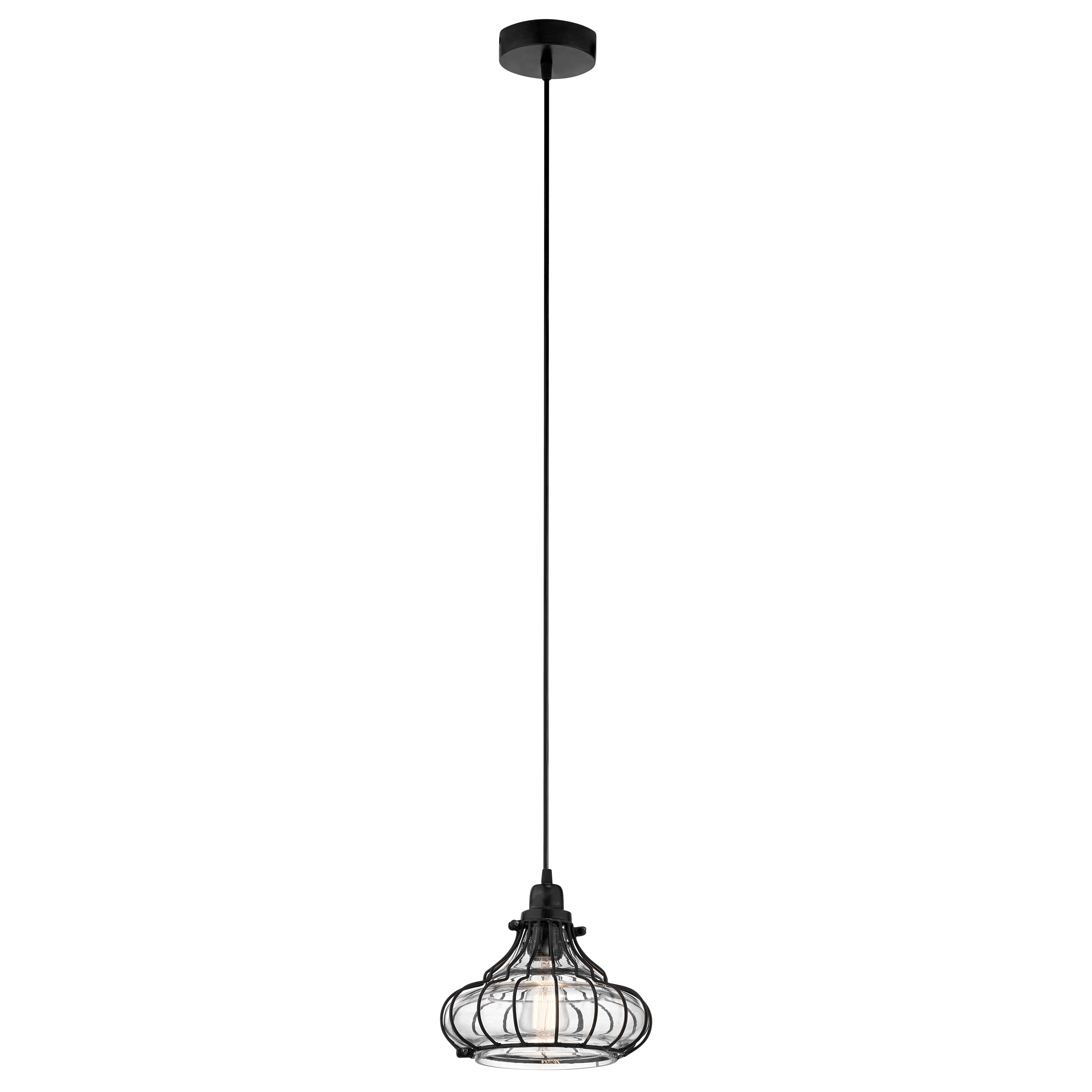 Cora 10" Black Metal Conical Pendant Light with Clear Glass Shade