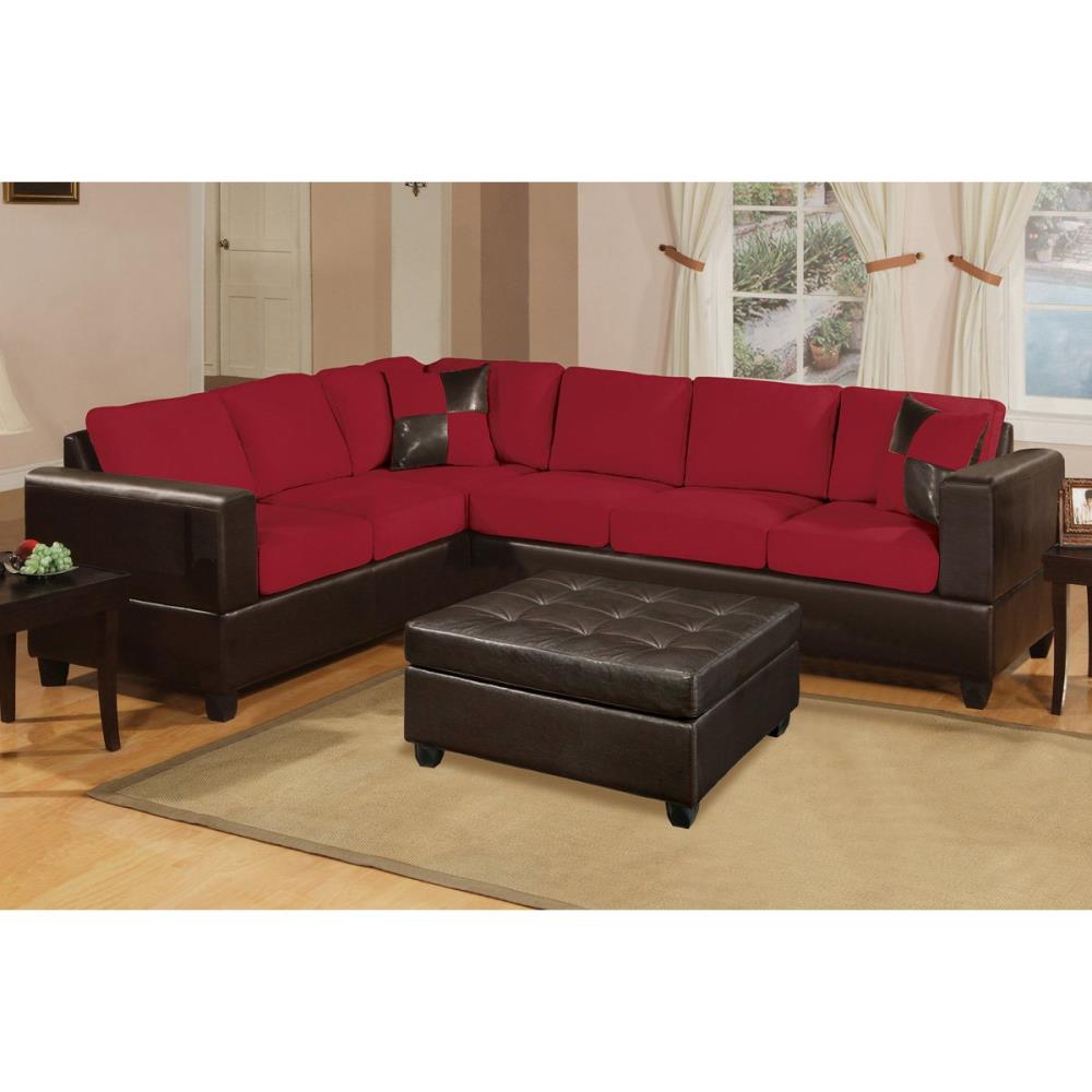 Poundex Trenton Casual Red Sectional in the Couches, Sofas & Loveseats ...