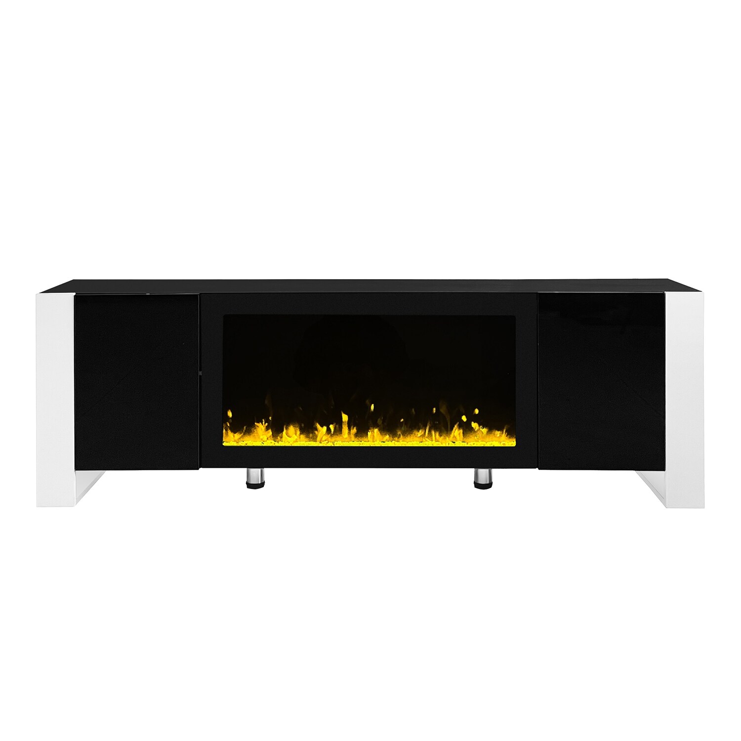 SINOFURN SYC070020GY 68.1-Inches W Black TV Stand with No heat Flat wall Electric Fireplace