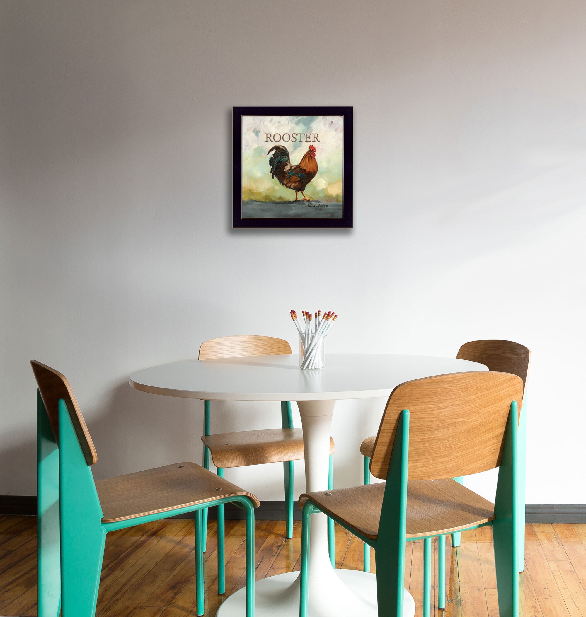 Trendy Decor 4U Raleigh The Rooster Bonnie Mohr Black Wood Framed 14-in ...