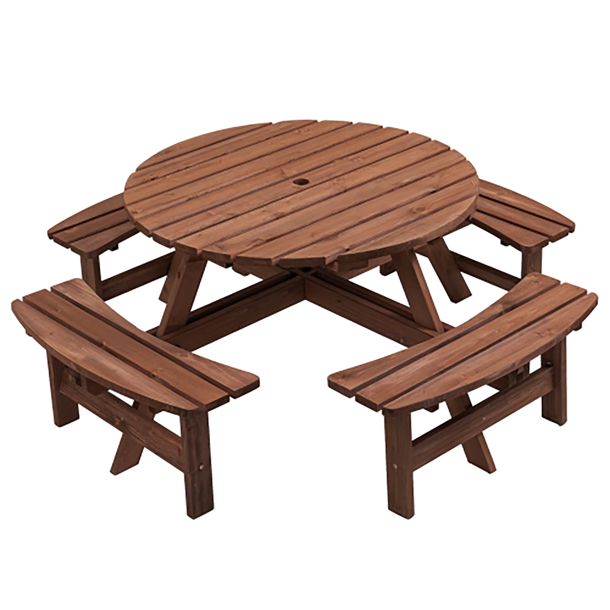 CASAINC WF-HW62425TU+ 43.3-in Brown wood Round Picnic Table