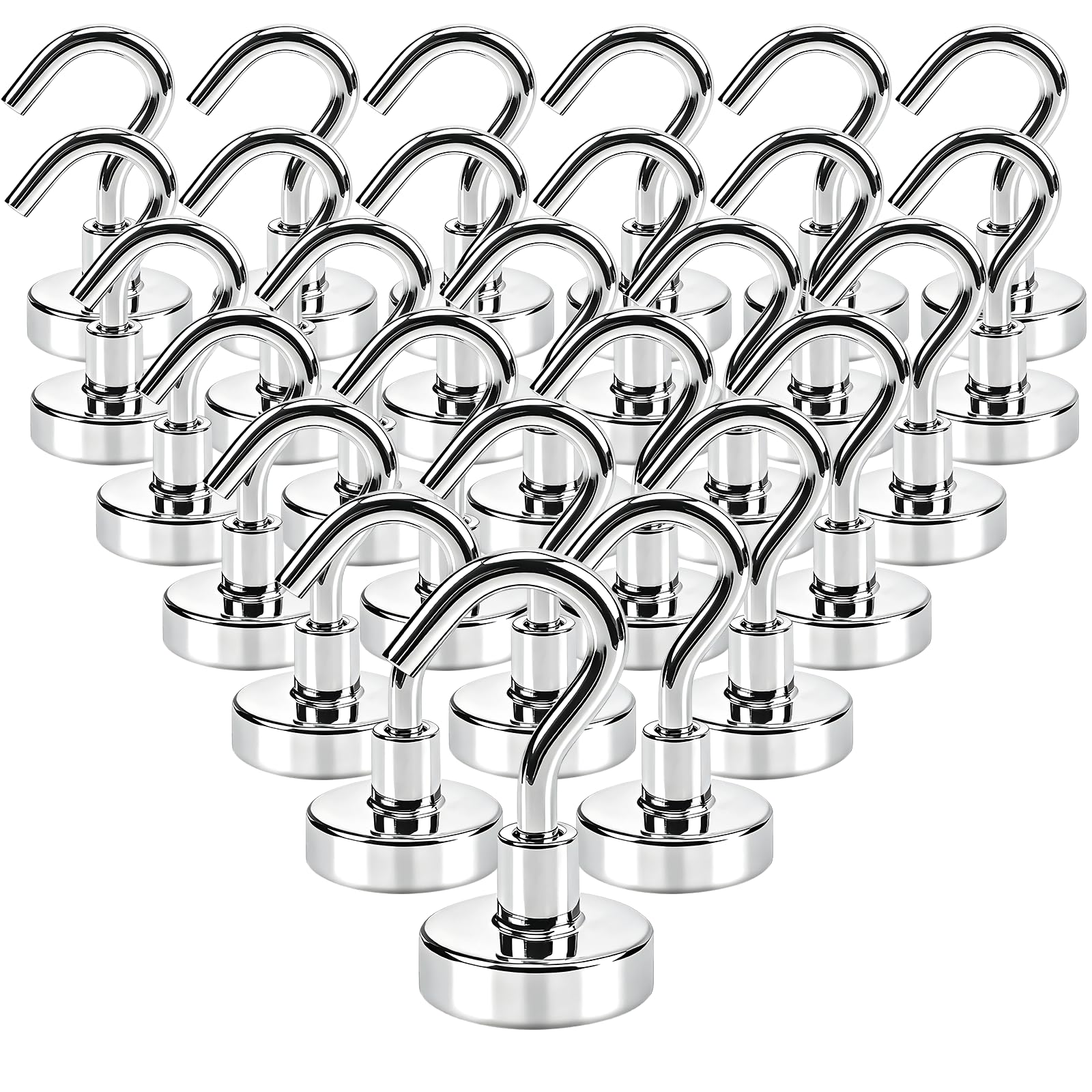 LAIFUCAM  Magnetic Hooks 26 Pack Heavy Duty Neodymium Magnets for Kitchen Classroom Home and Cruise Cabin Use 0.63 in Strong Load Capacity