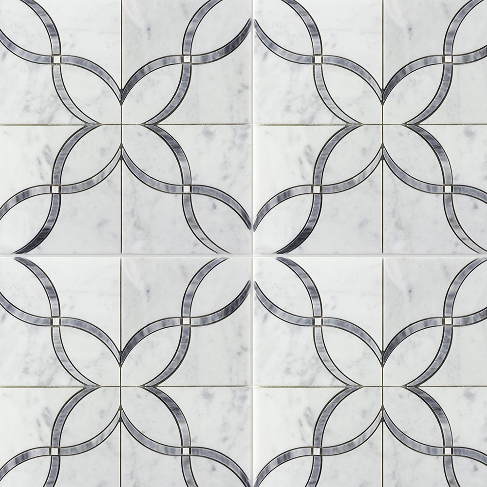 Boutique Stone LW1019007 Palazzo pearl gray 12-in x 12-in Polished Natural stone Patterned Mosaic Floor and Wall Tile ( 1.001-sq ft Piece )