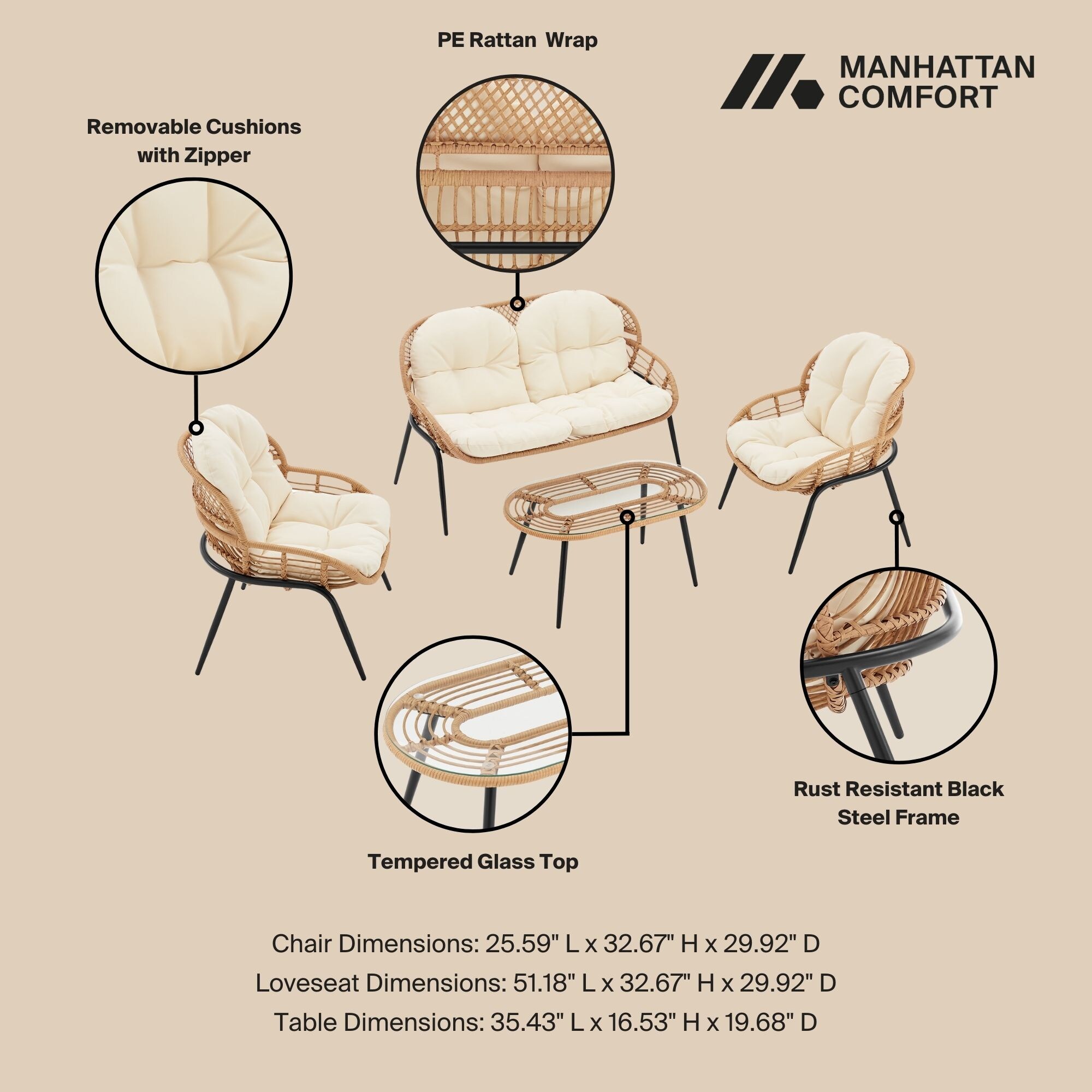 Manhattan Comfort OD-CV022-CR Patio-Conversation-Sets - View #4