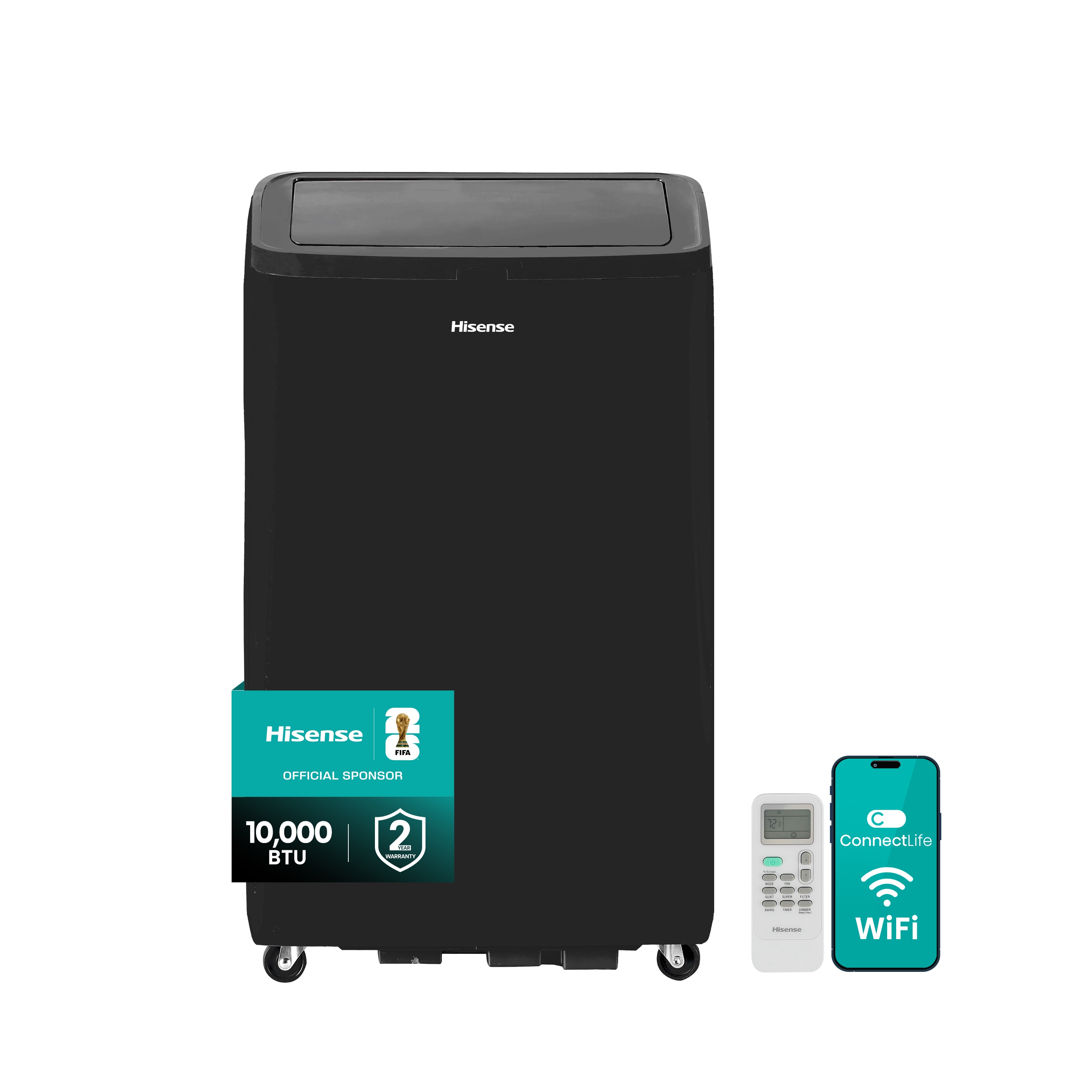 Hisense AP1022CW1G 10000 BTU DOE 115-Volt Vented Medium Room Smart Portable Air Conditioner Remote Included