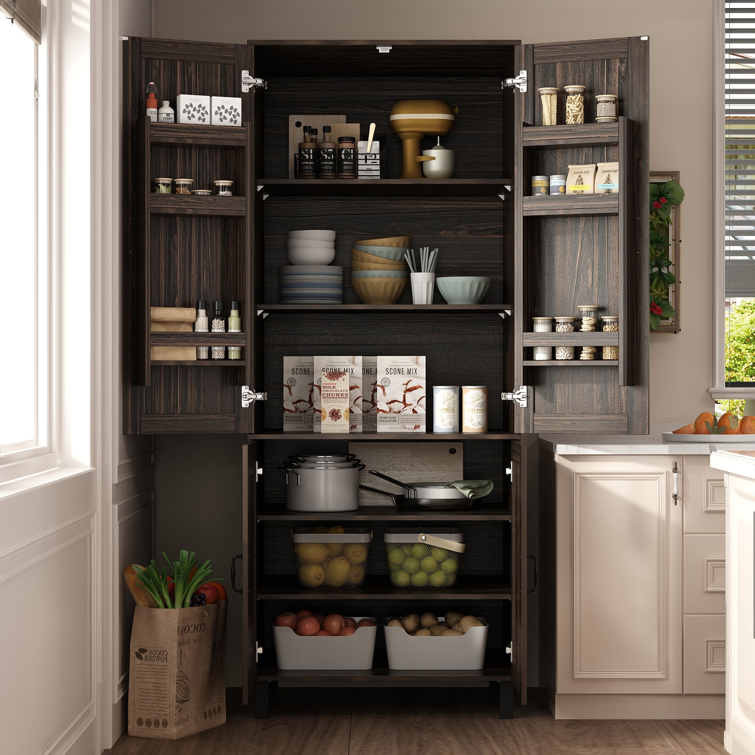 FUFU&GAGA 5-tier Kitchen Pantry Cabinet Storage Hutch in the