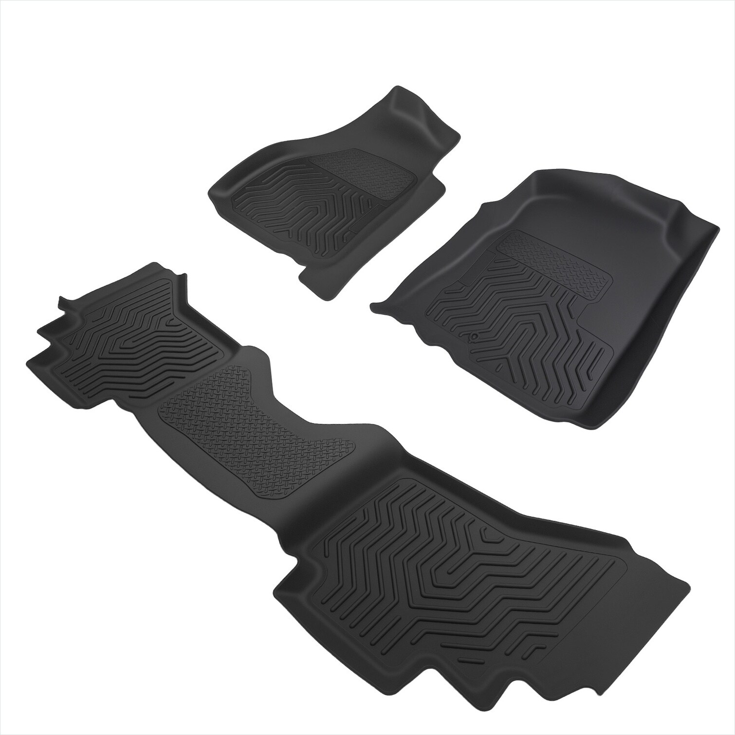 FlowLuxe Black-toned TPE all-weather floor mats for Dodge Ram 1500/2500 ...