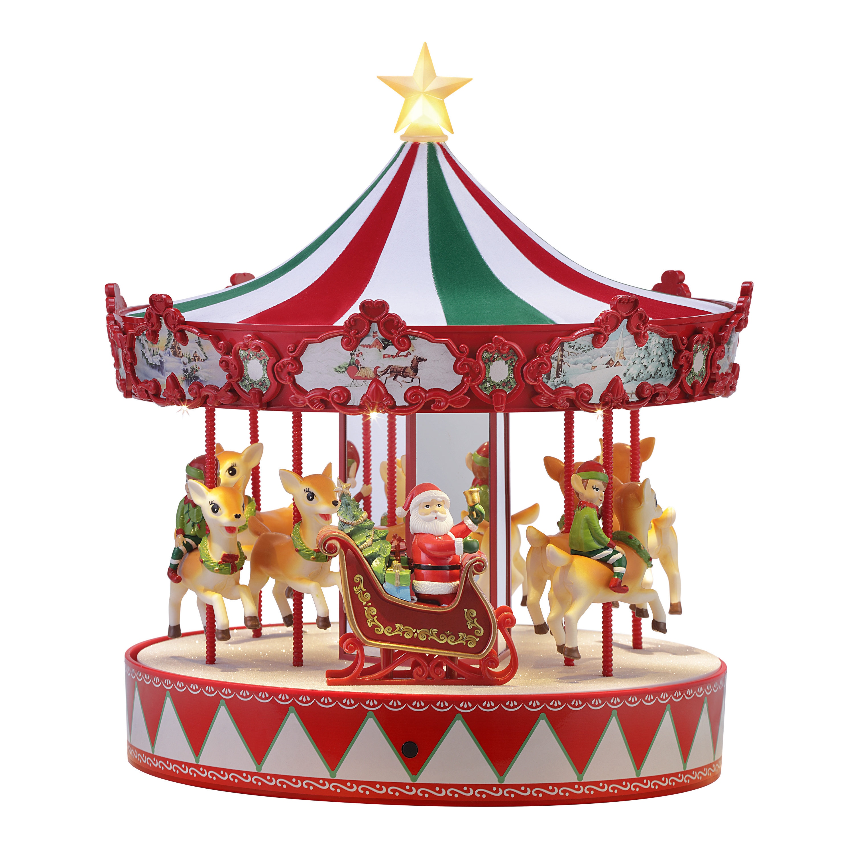 Mr. Christmas 13.5-in Lighted Musical Animatronic Decoration Carousel ...
