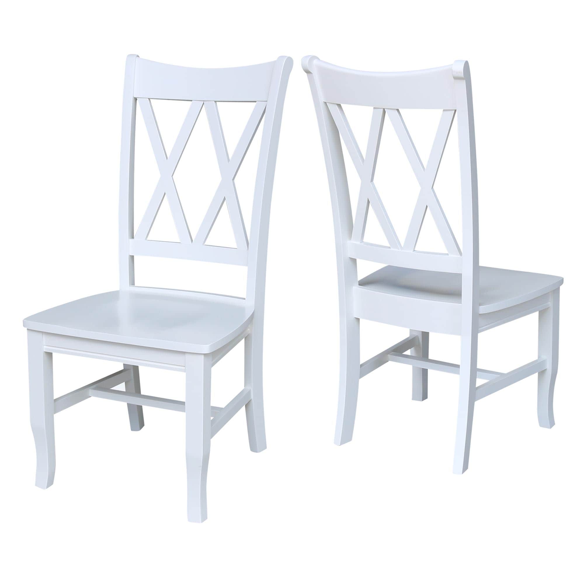 White High Cross Back Wood Side Chair Set