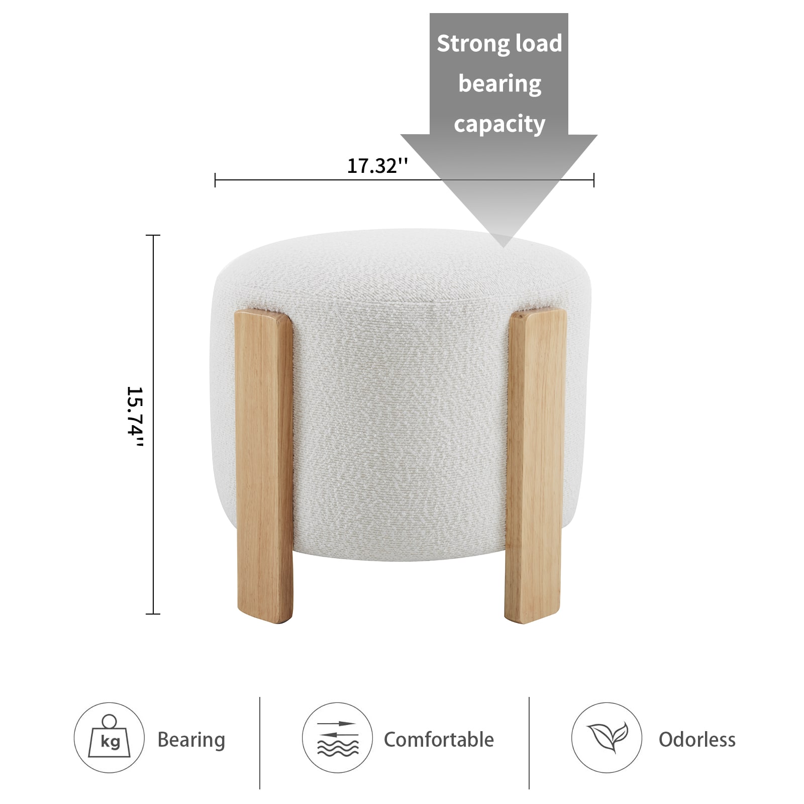 BWE A-9STOOL-02-WH Indoor-Ottomans - View #6
