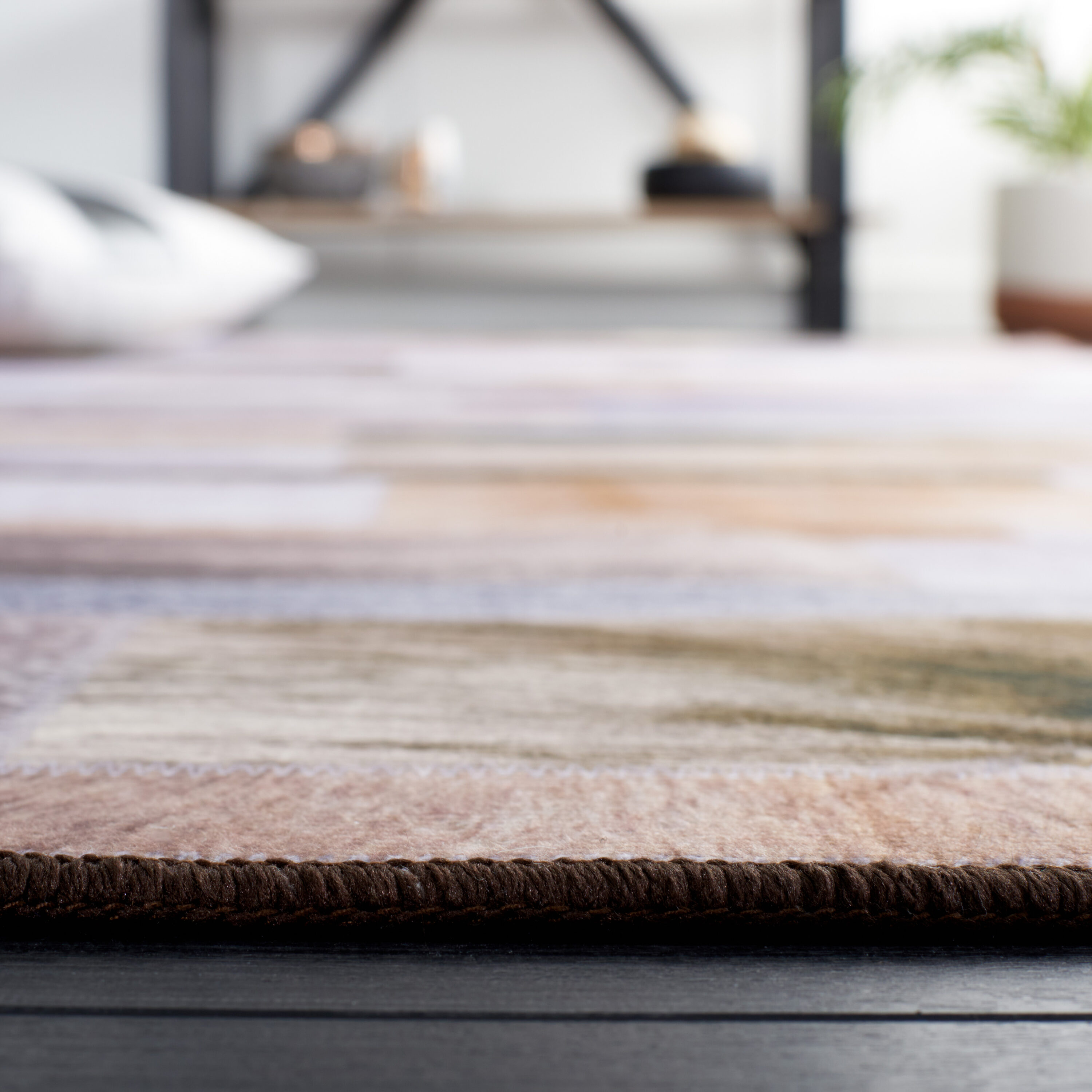 Multicolor Faux Fur Rectangular Washable Area Rug