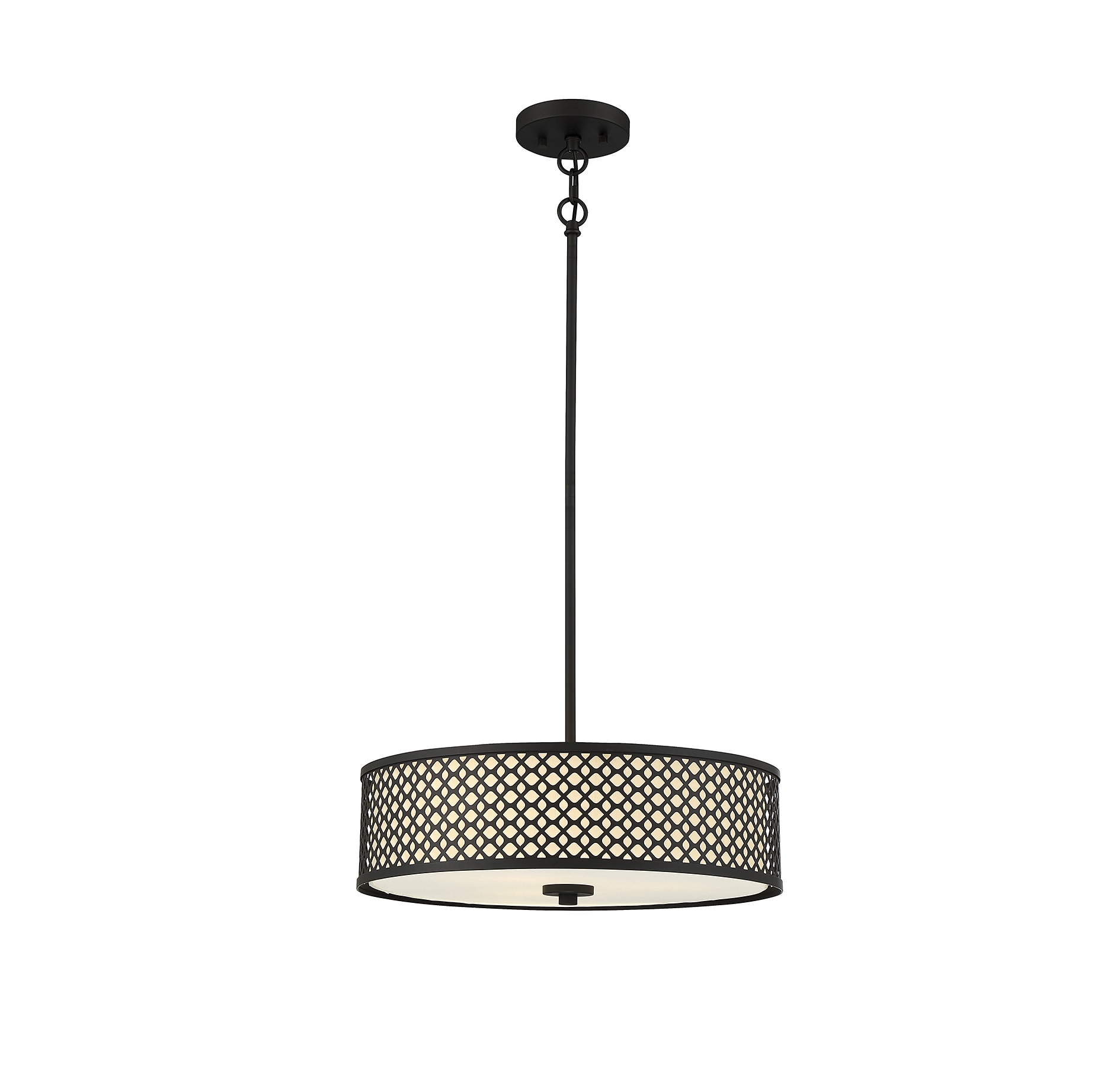 Meridian Lite Trends M70108MBK Meridian 3 -Light Matte Black Modern/contemporary Drum Medium Hanging Pendant light