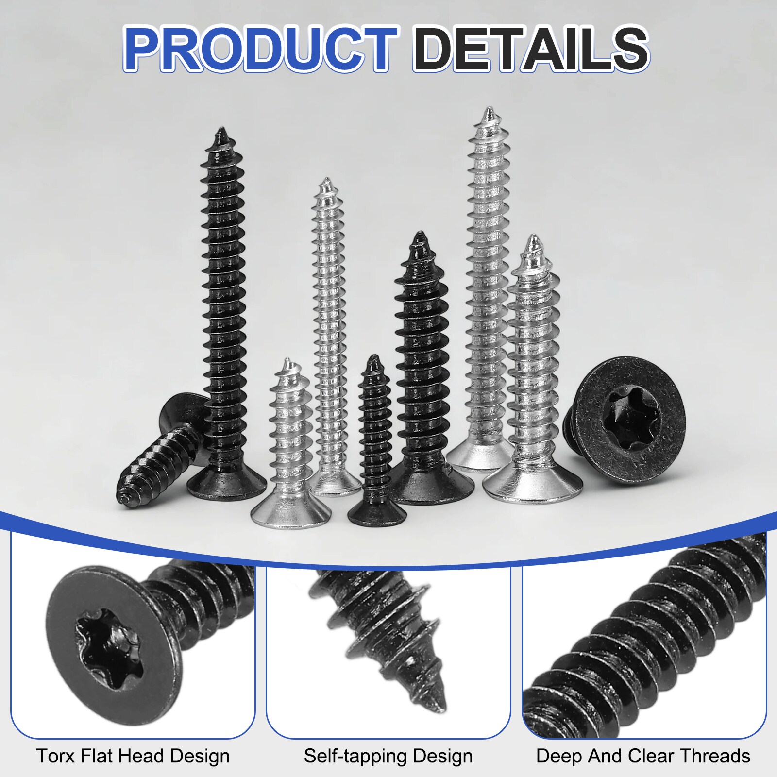 Unique Bargains 100pcs Torx Screws M5 x 25mm Flat Head Wood Screw 304 ...