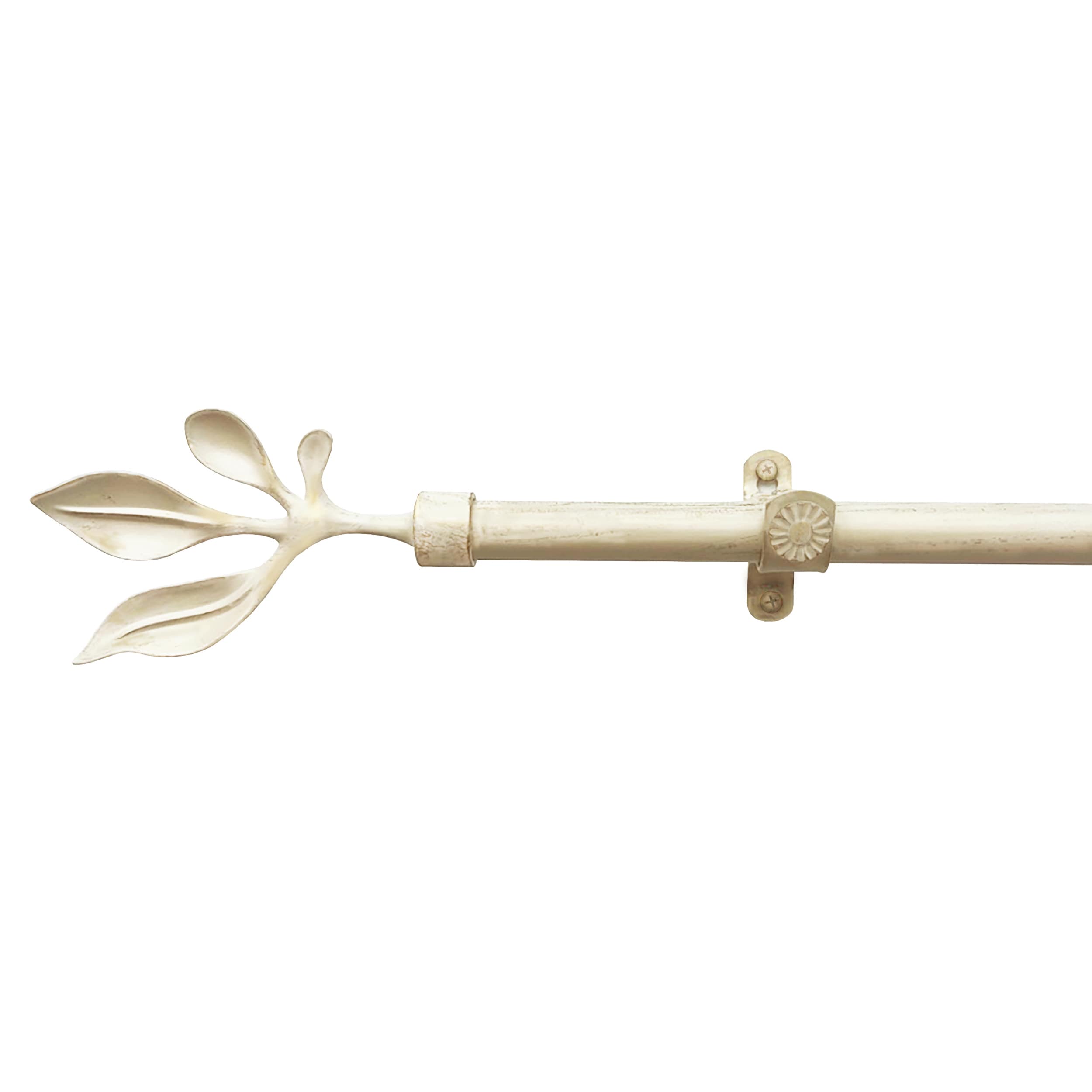 Achim RDMATM2806 Metallo Atrium 28-in to 48-in Cream and Gold Steel Single curtain rod with Finials