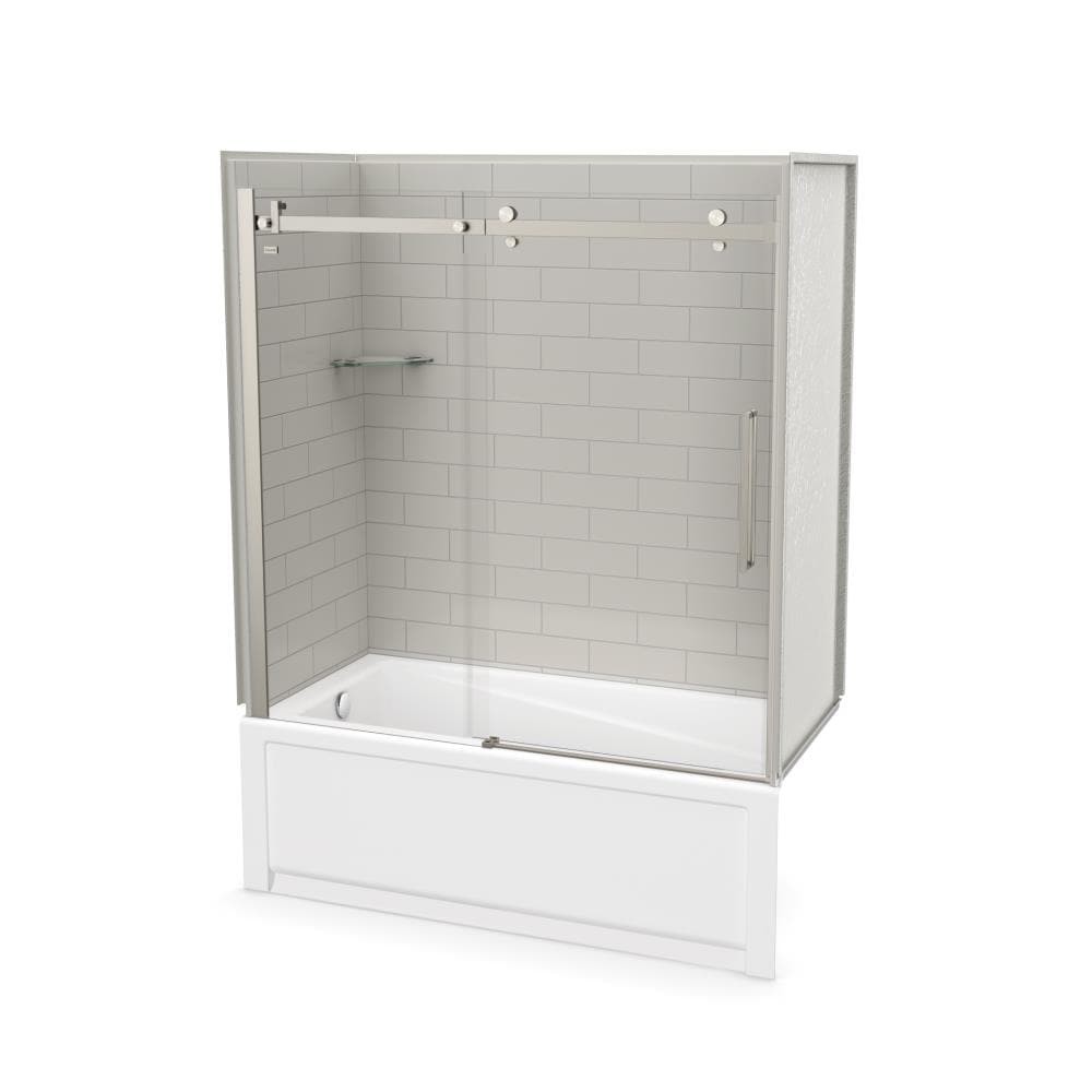 MAAX Utile 32-in W x 60-in L x 81-in H Metro Soft Grey 5 -Piece Bathtub Shower Combination Kit (Left Drain) with Tub/Wall/Door Included #106917-301-500-100