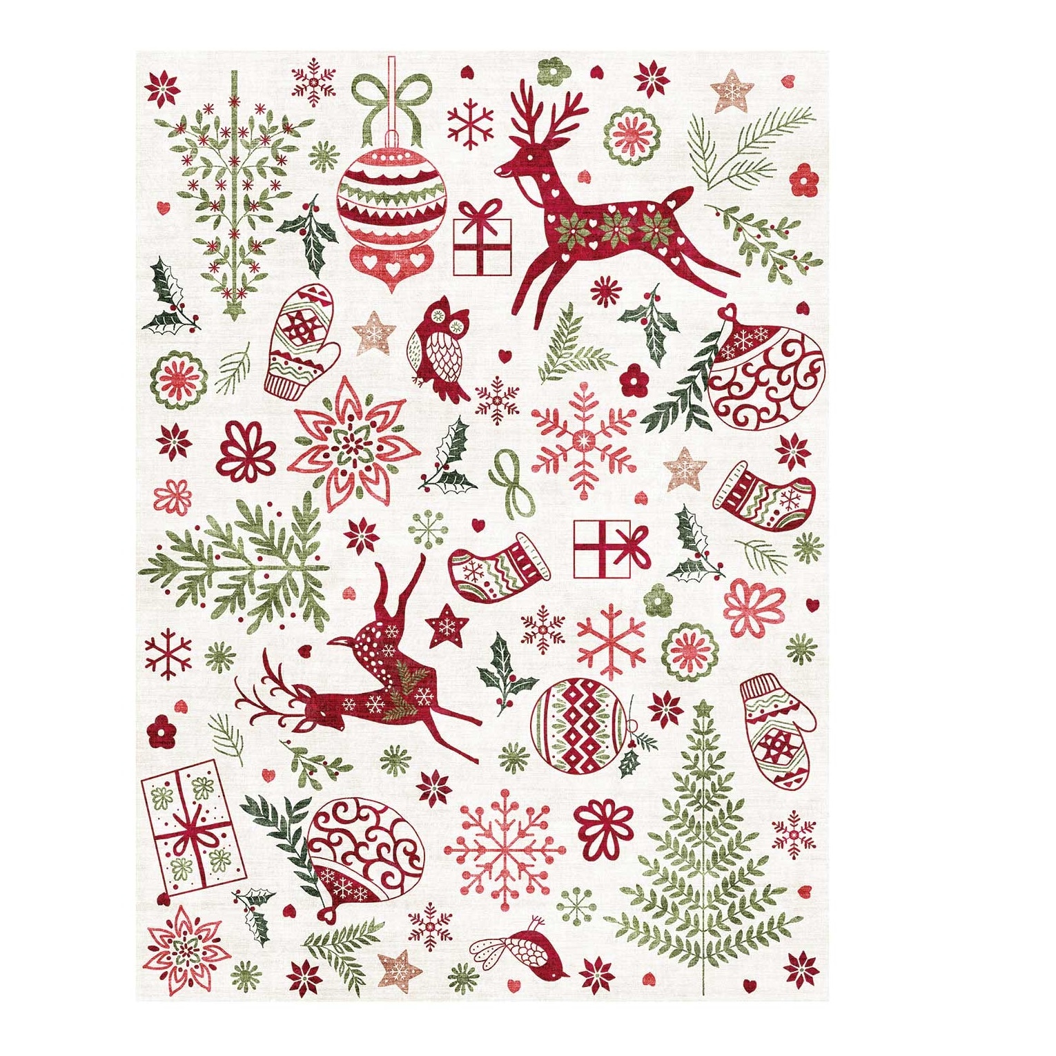 Holiday Living 47766 3 x 5 (ft) Loomed White Holiday Icons Rectangular Indoor Pet Friendly Area rug