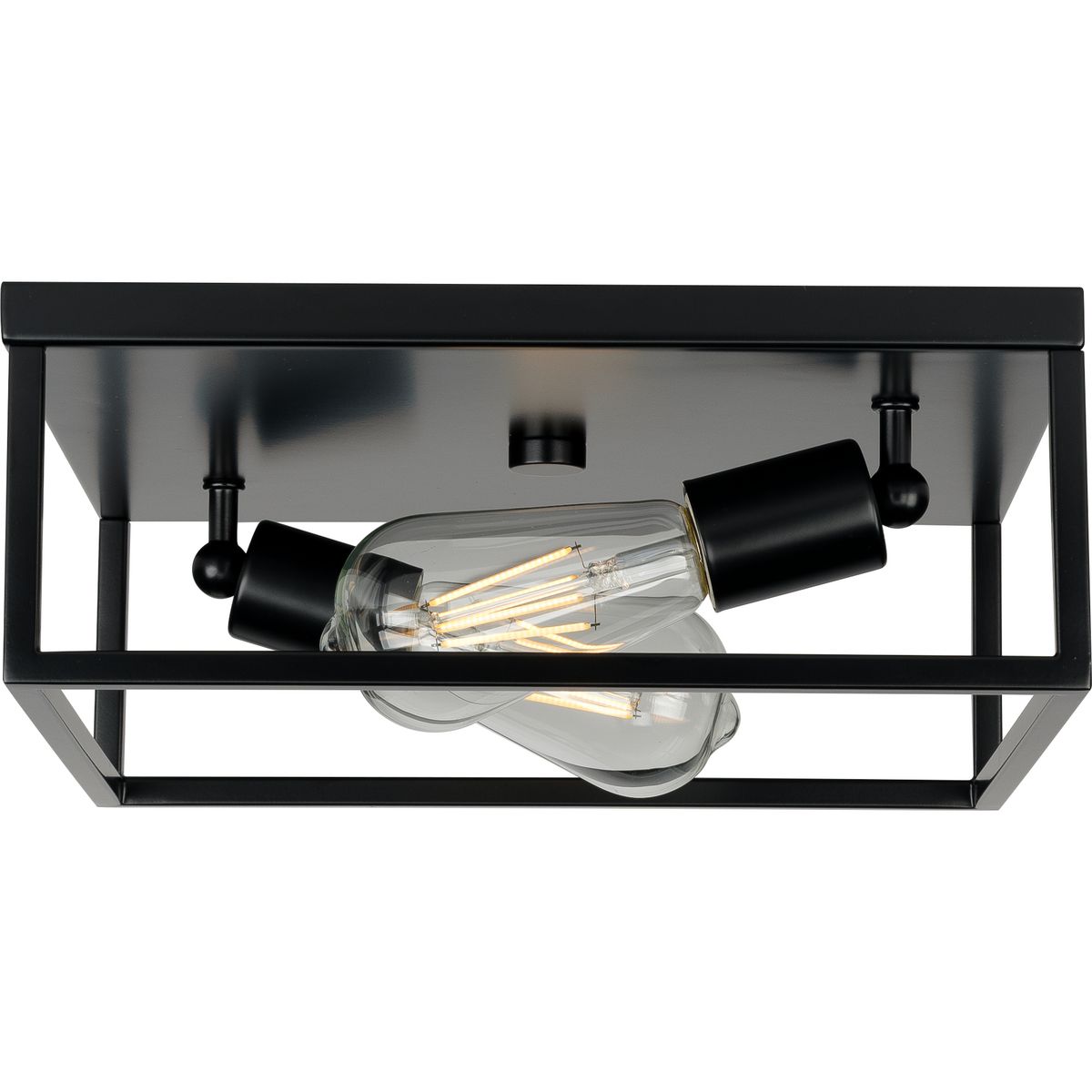 Matte Black 2-Light Modern Flush Mount Ceiling Fixture