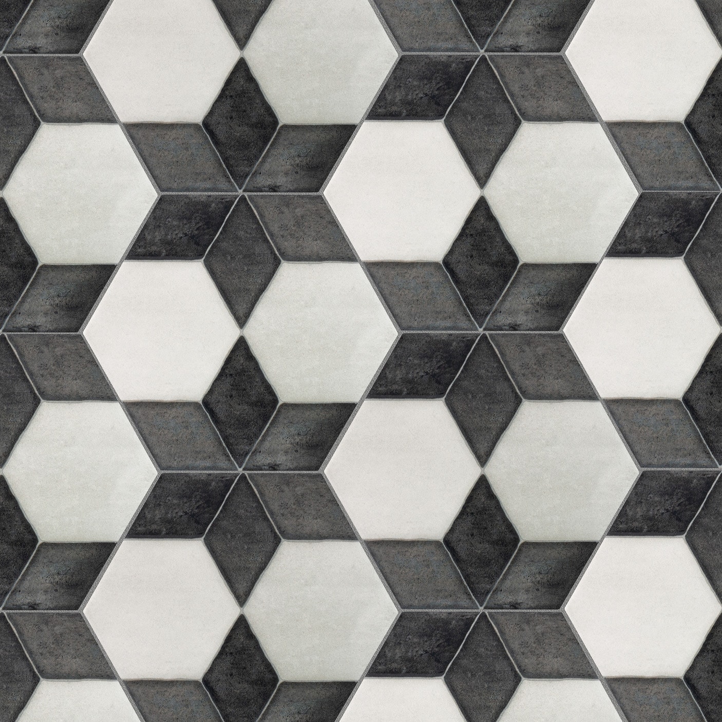 Boutique Ceramic LW20121808 Starfire White And Black 6-in x 6-in Multi-finish Porcelain Patterned Hexagon Standard Floor and Wall Tile ( 0.177-sq ft Piece )