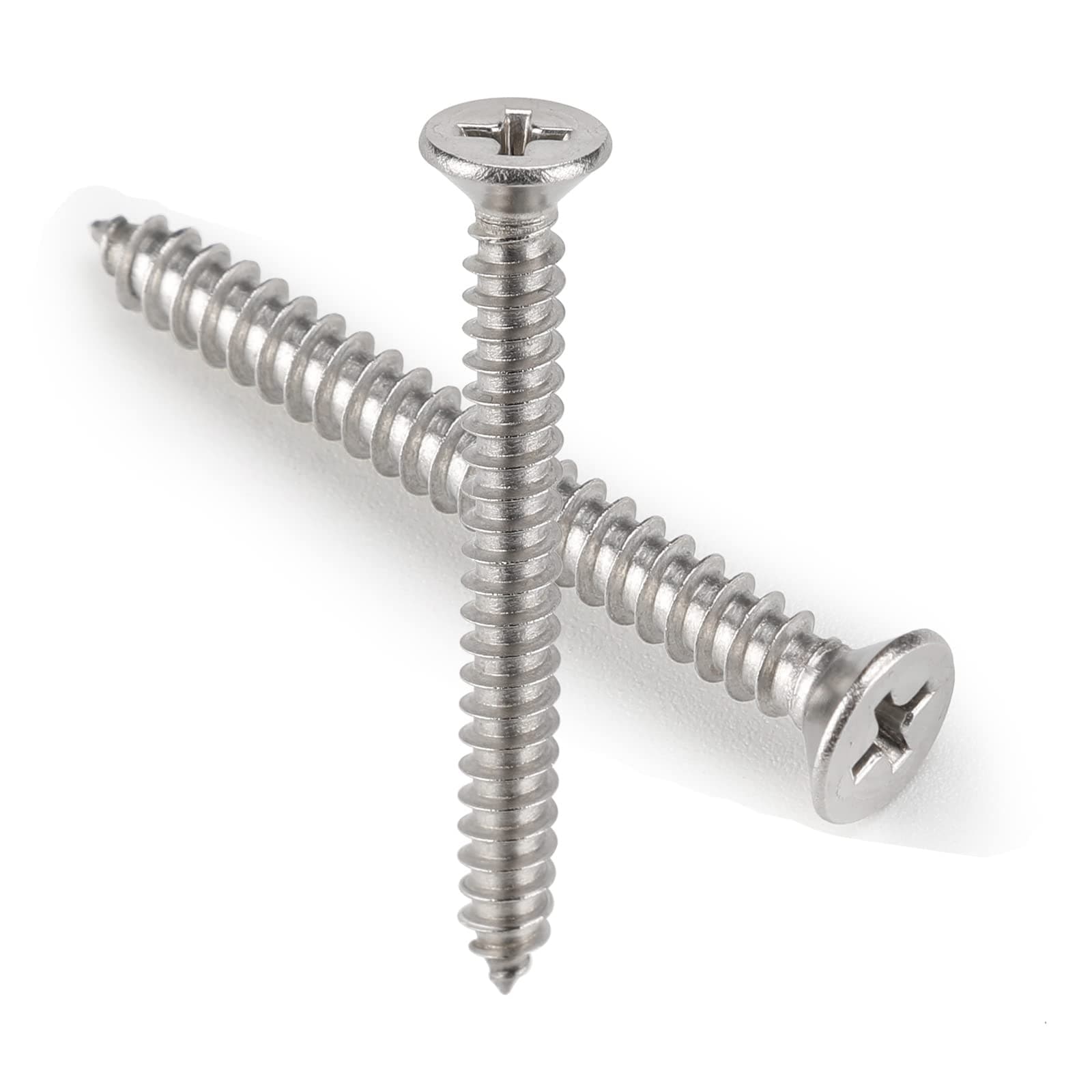 Etokfoks  50 PCS 12X3 Stainless Steel Phillips Flat Head Wood Screws 18 8 A2 304 Home Screw Kit