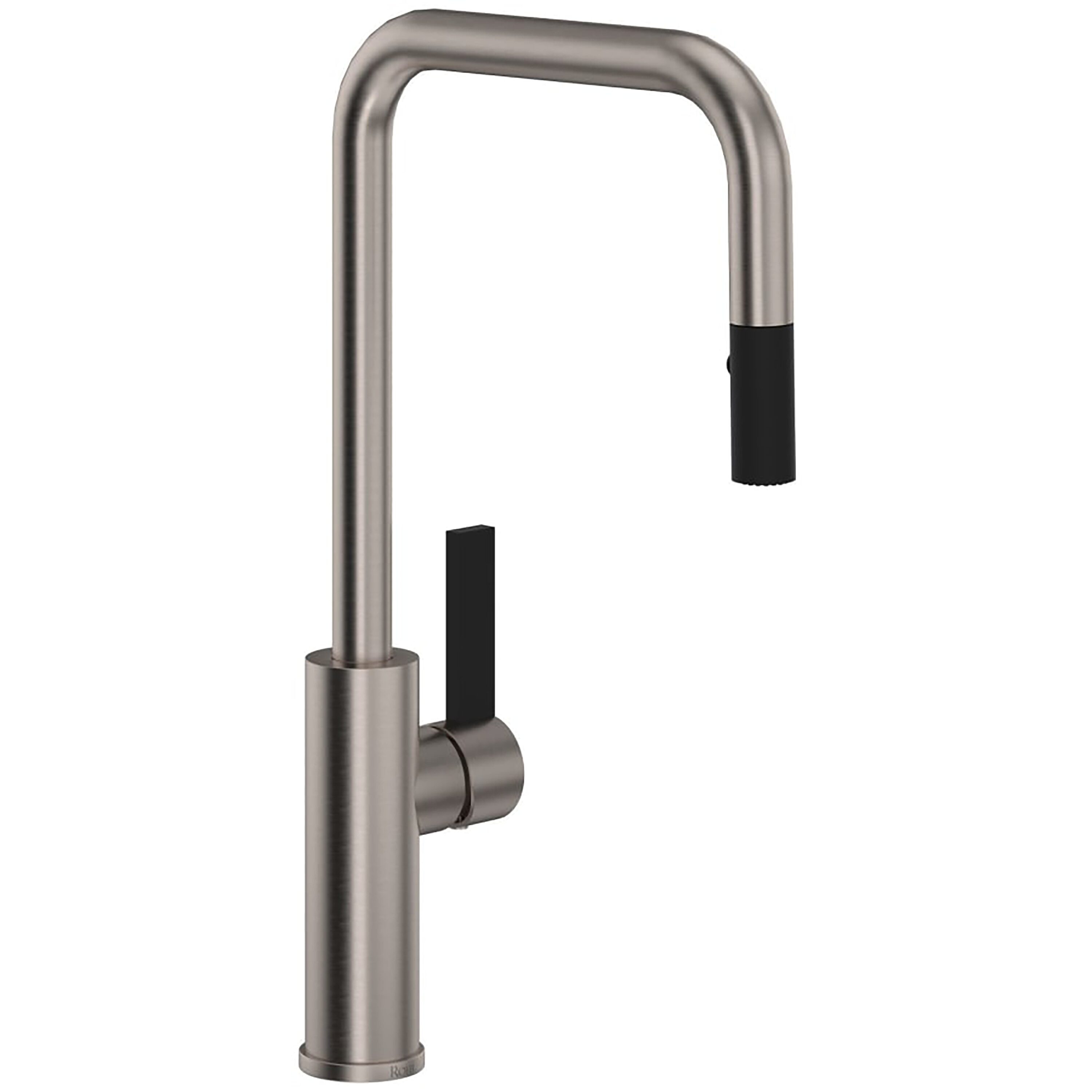Rohl TR56D1LBSTN Satin Nickel / Matte Black Single Handle Deck-mount Kitchen Faucet with Sprayer