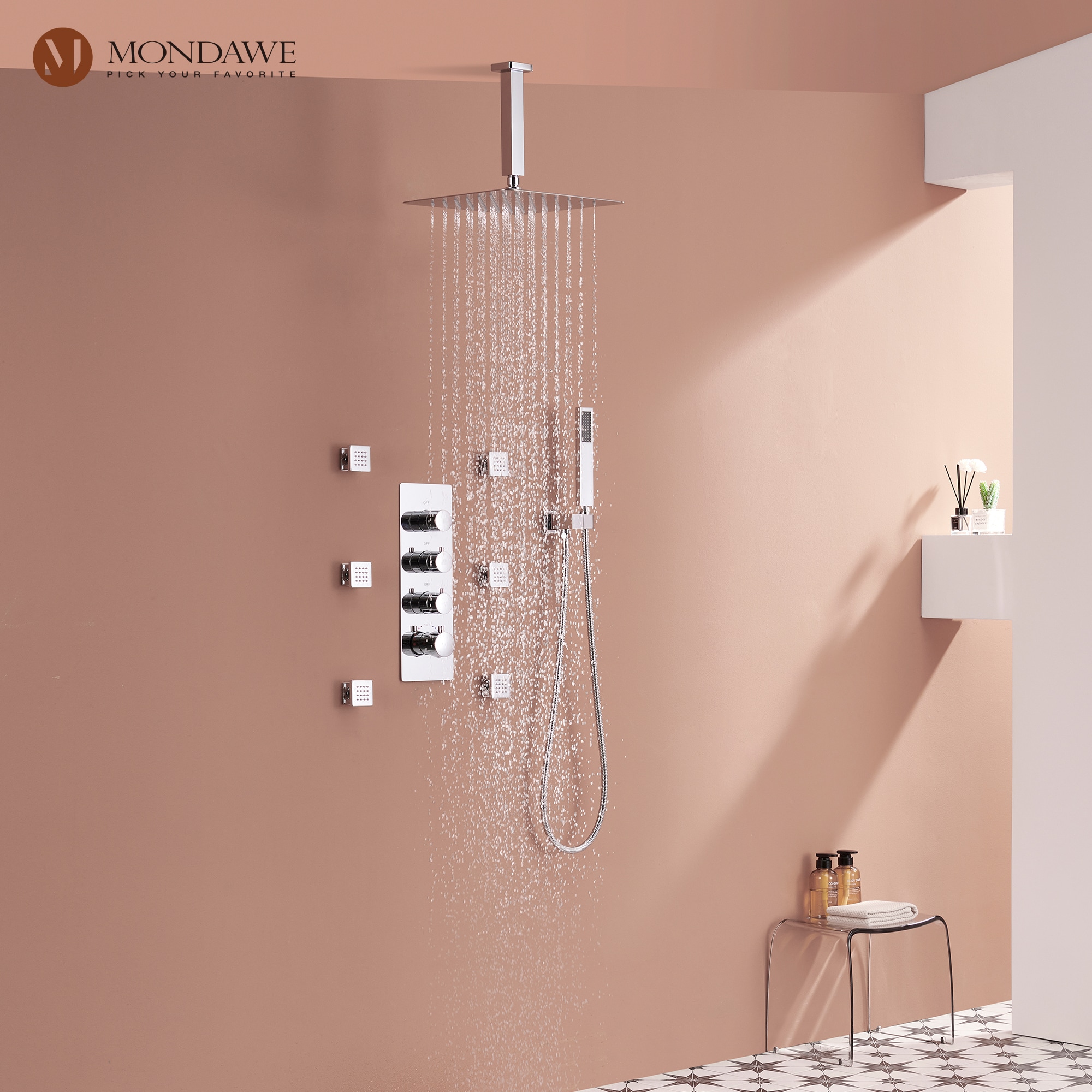 Mondawe WF6310-12CH Showerhead-Bar-Panels - View #3