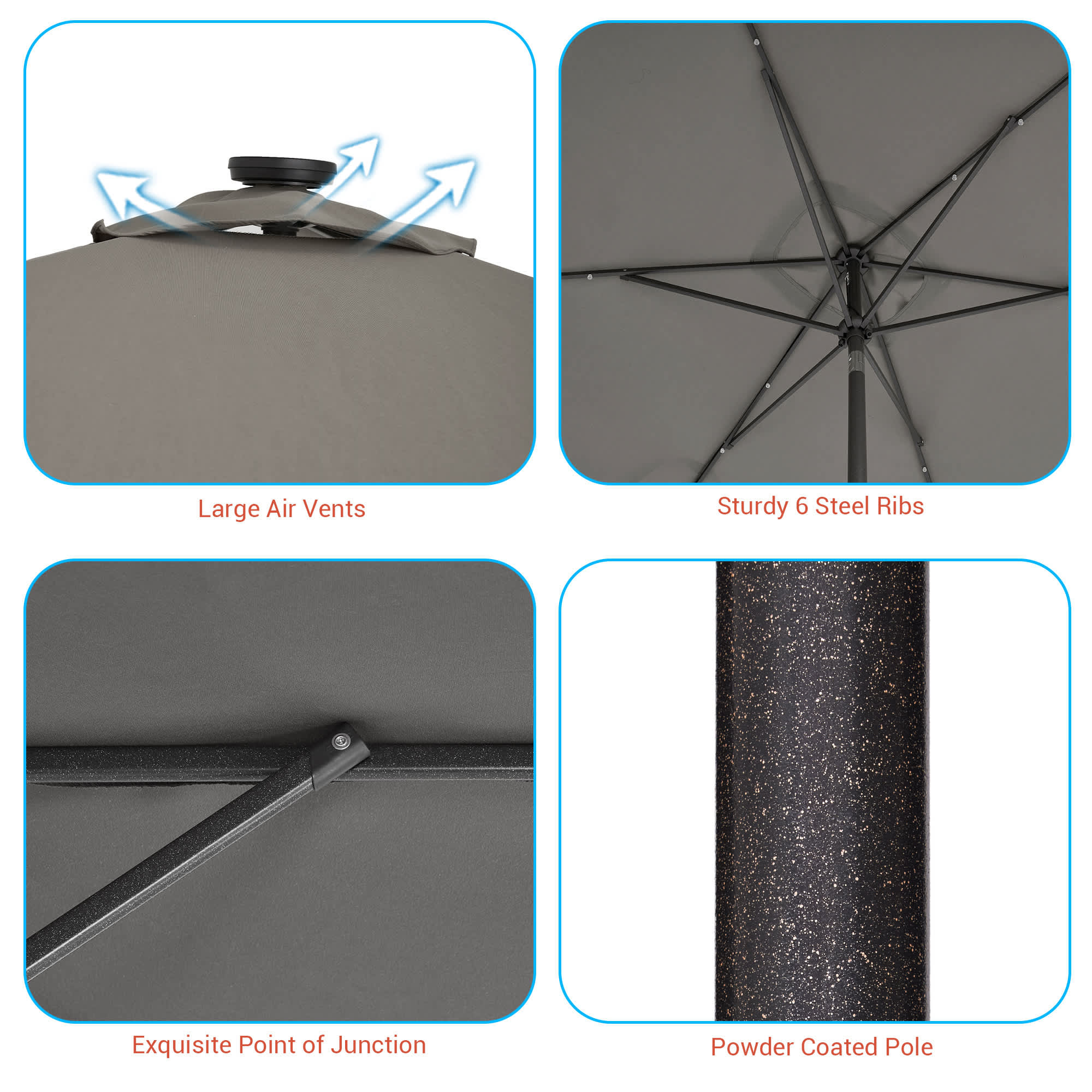 Aok Garden LWP-RLED300GY Umbrellas-2 - View #3